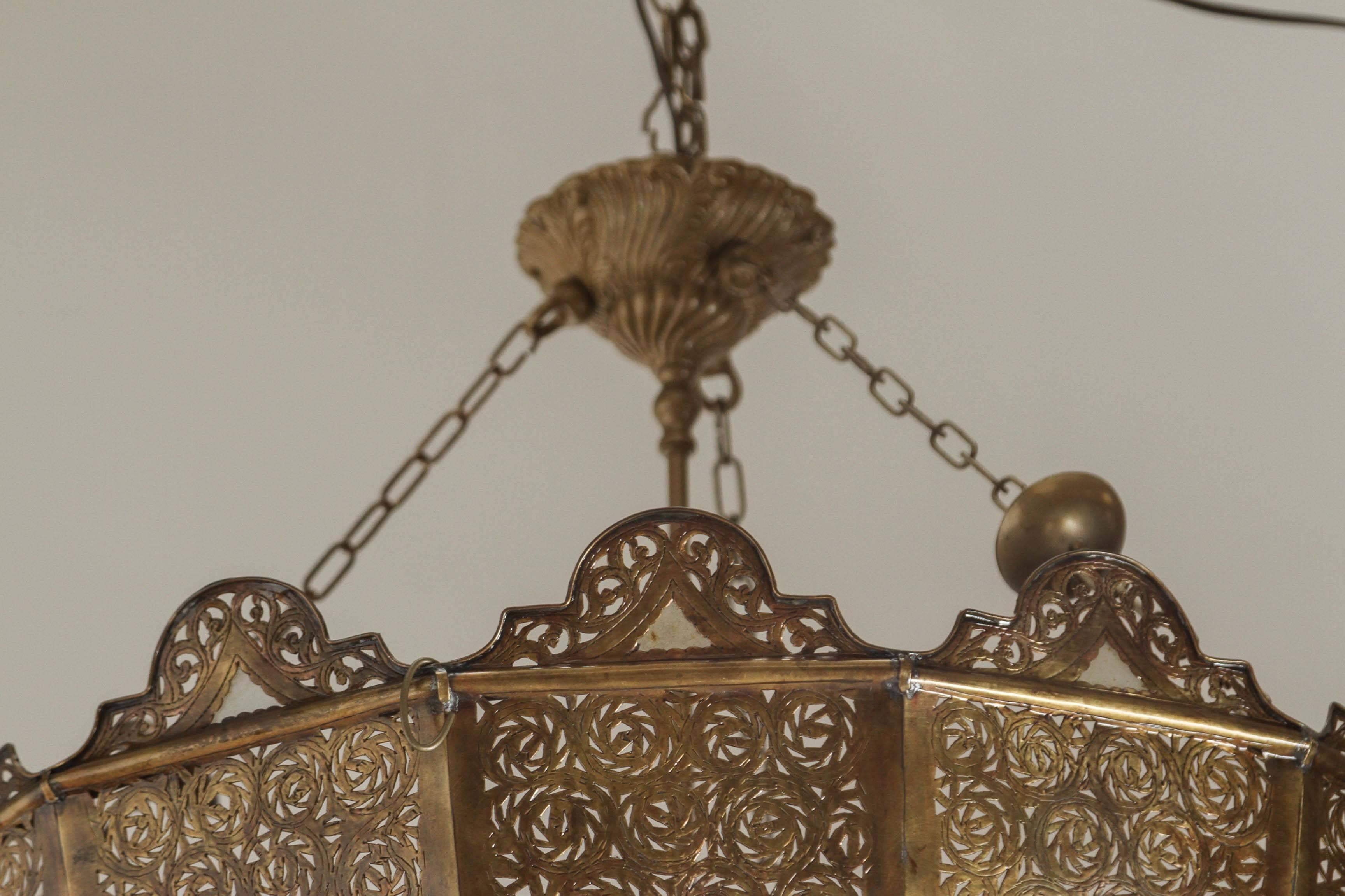 Brass Moroccan Chandelier in Alberto Pinto Style In Excellent Condition In North Hollywood, CA