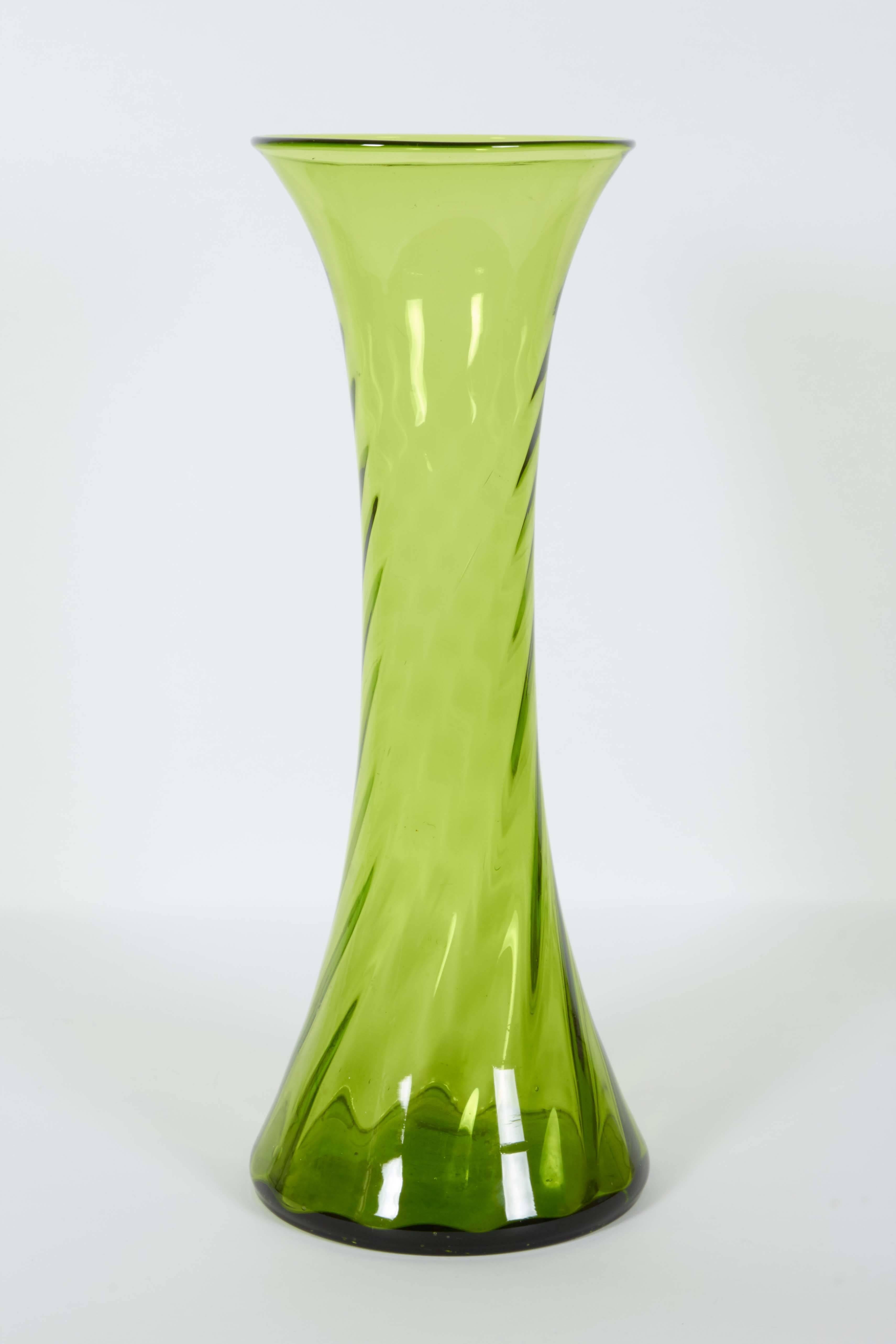 green glass floor vase