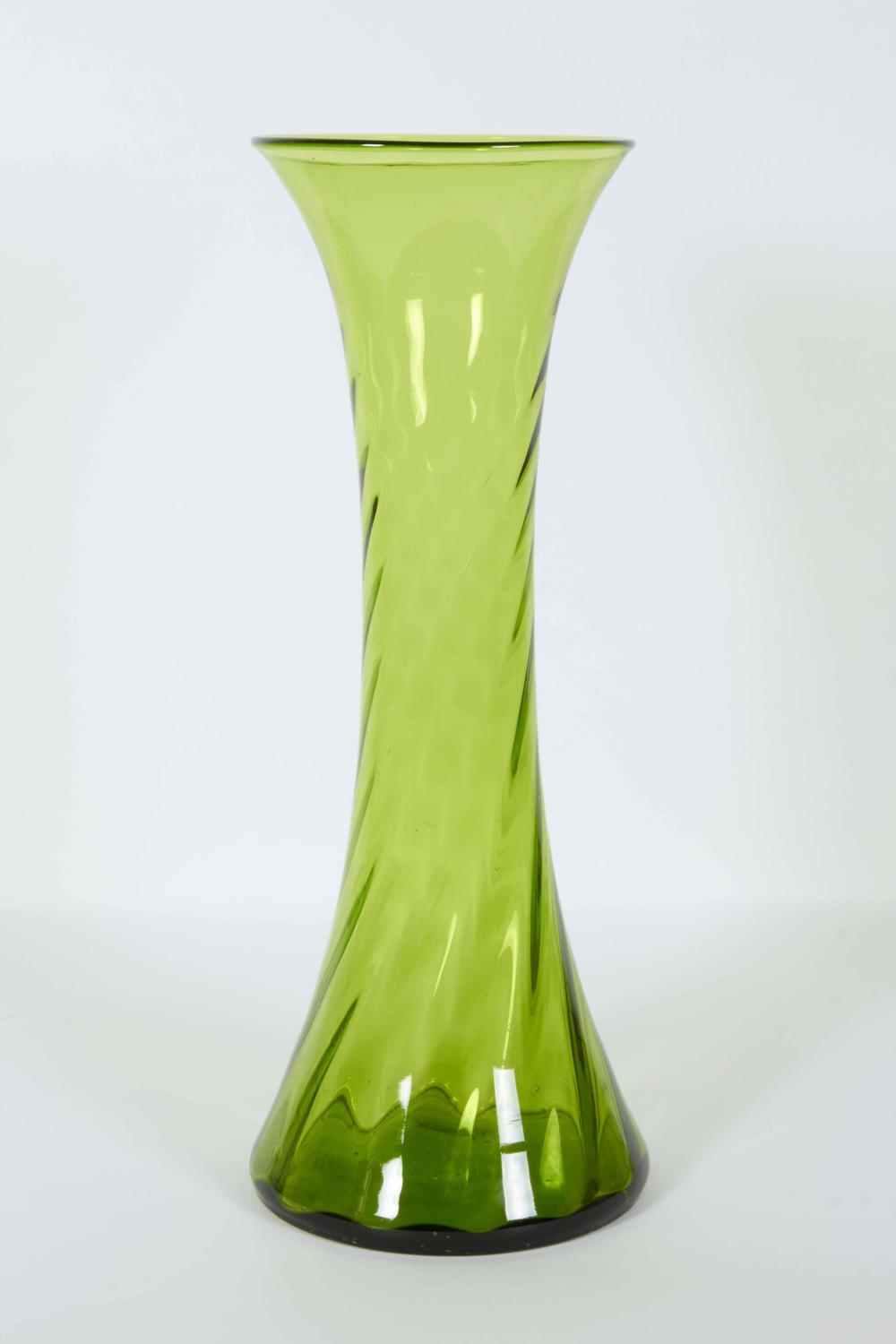 Blenko Green Blown Glass Floor Vase At 1stdibs