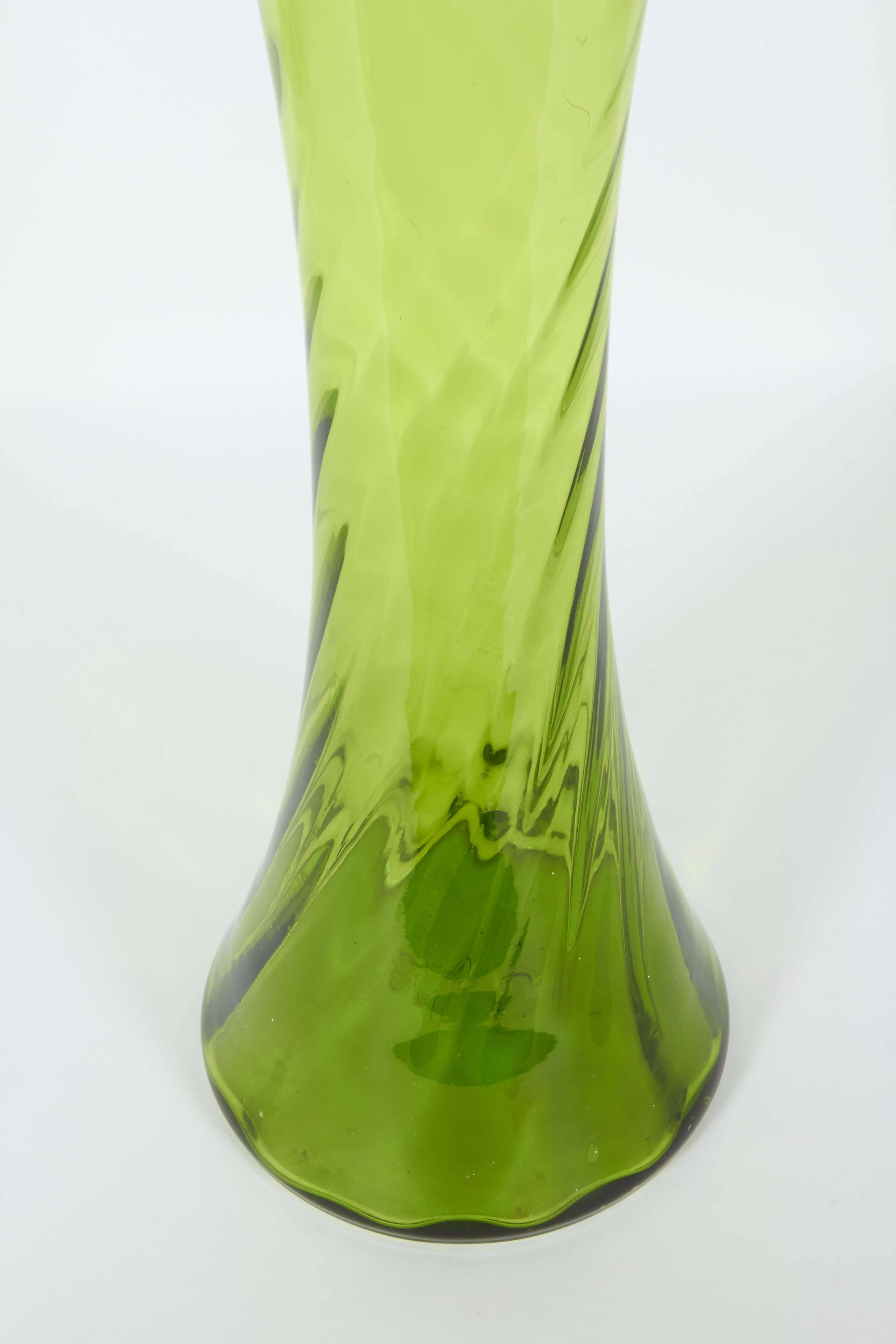 green blown glass vase