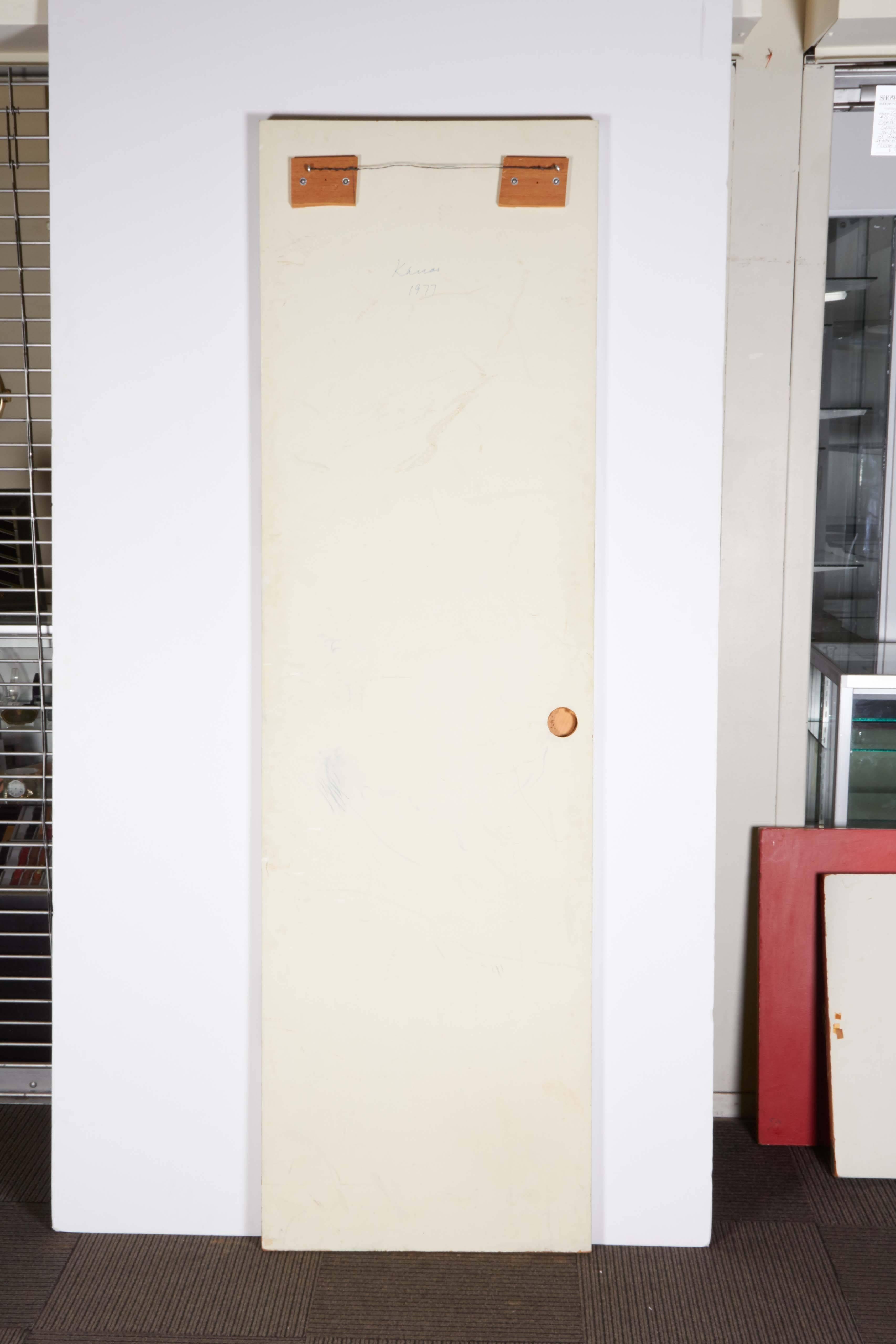 Op-Art Painted Door Panel, Signed Karras 2