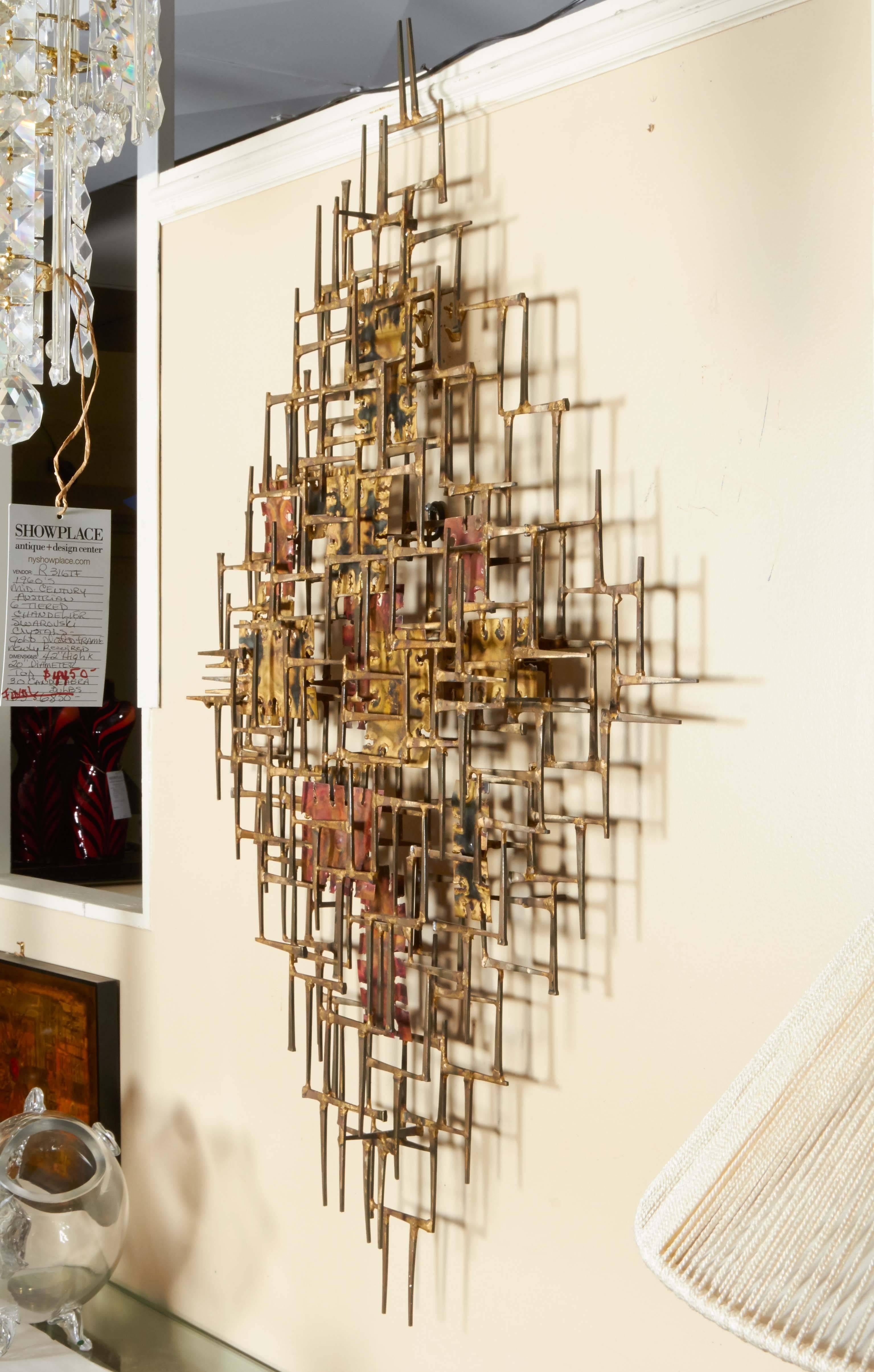 Silas Seandel Brutalist Hand-Wrought Mixed Metal Abstract Wall Sculpture, Signed In Good Condition In New York, NY