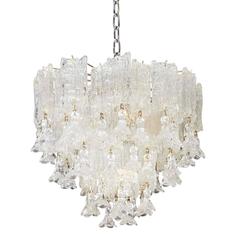 Italian 1960s Murano Glass Chandelier, Attributed to Barovier e Toso