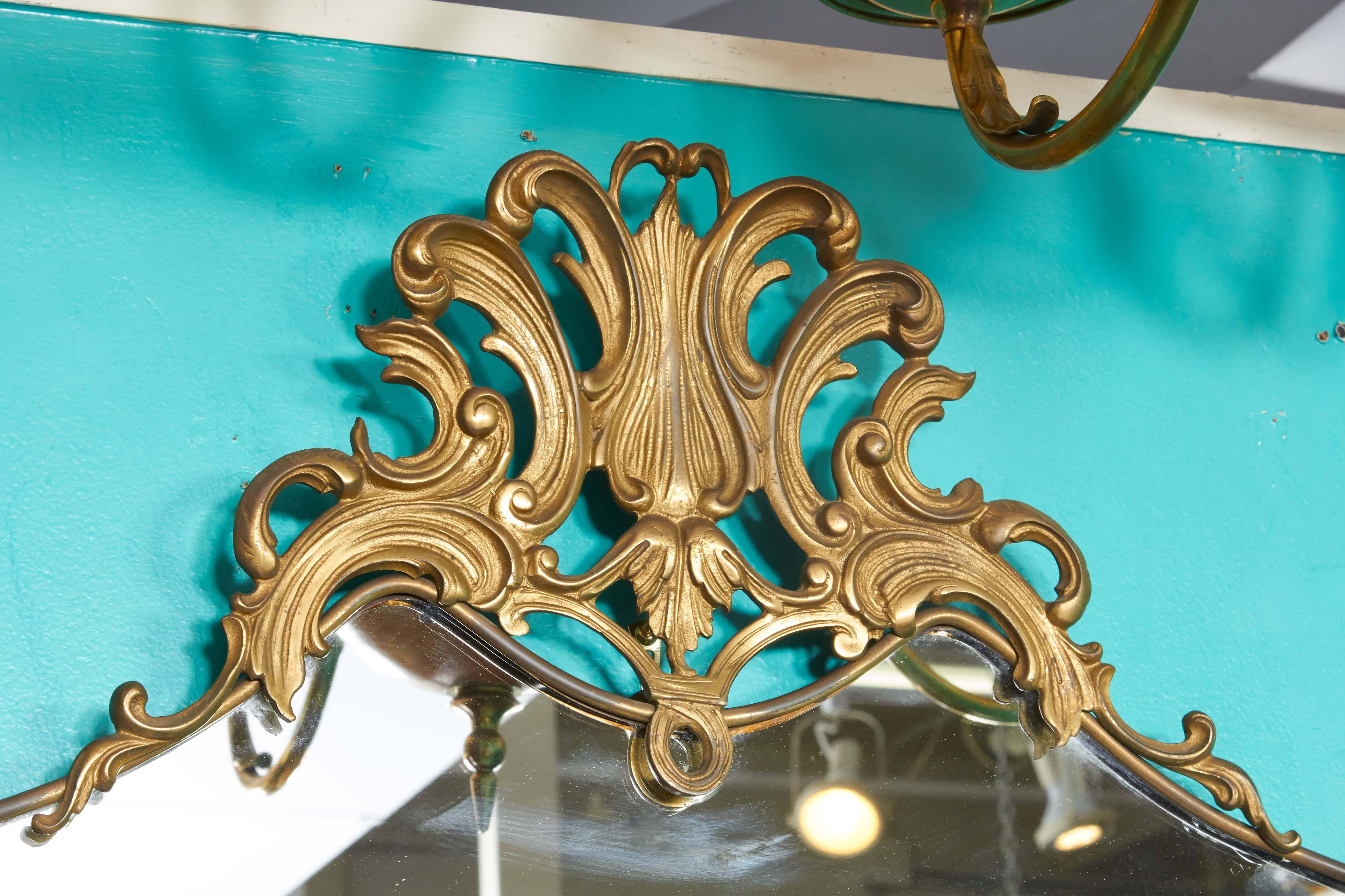 Mid-Century Modern Mid-Century Italian Brass Shield Frame Mirror