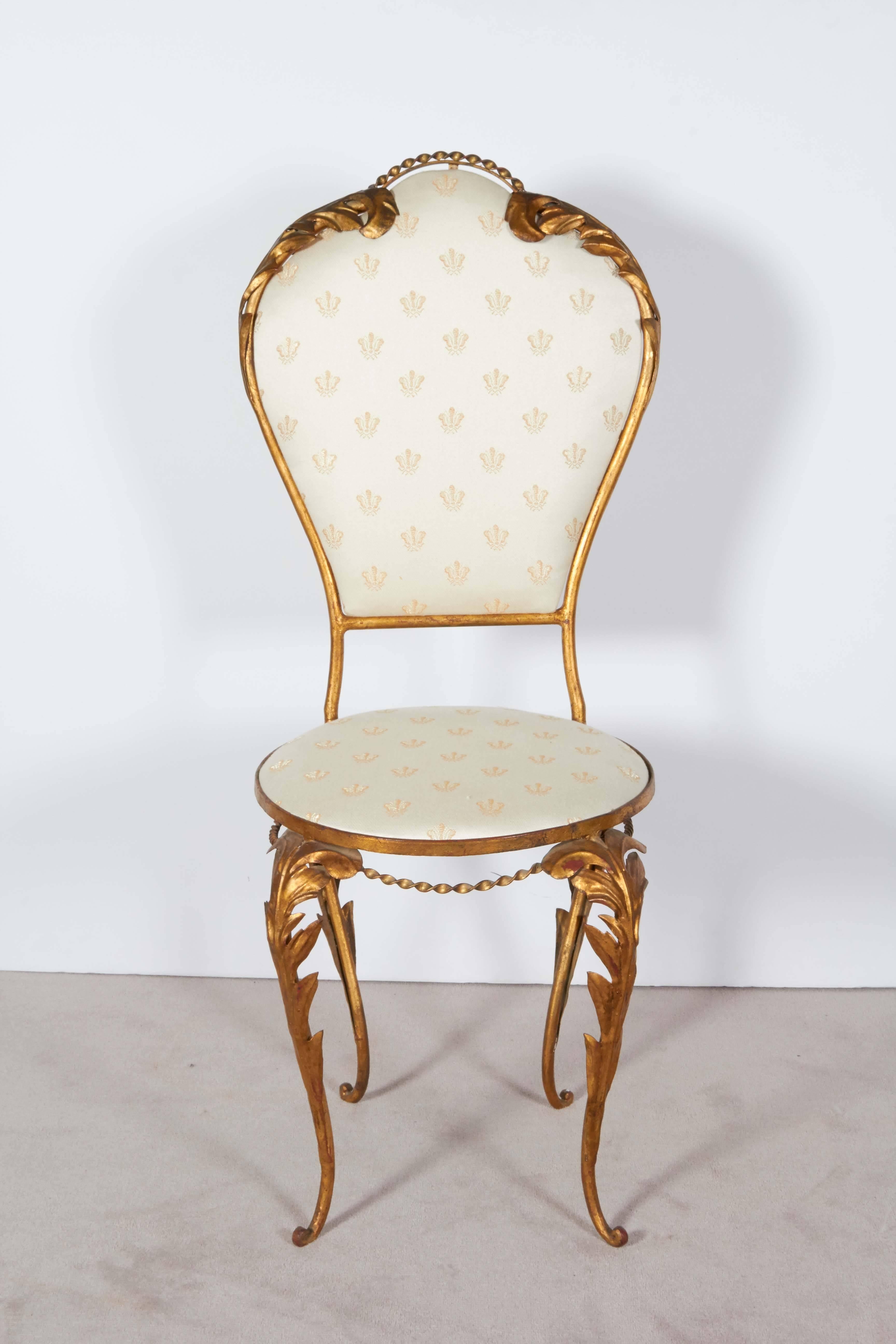 Mid-Century Italian Gilt Metal Side Chair In Good Condition In New York, NY