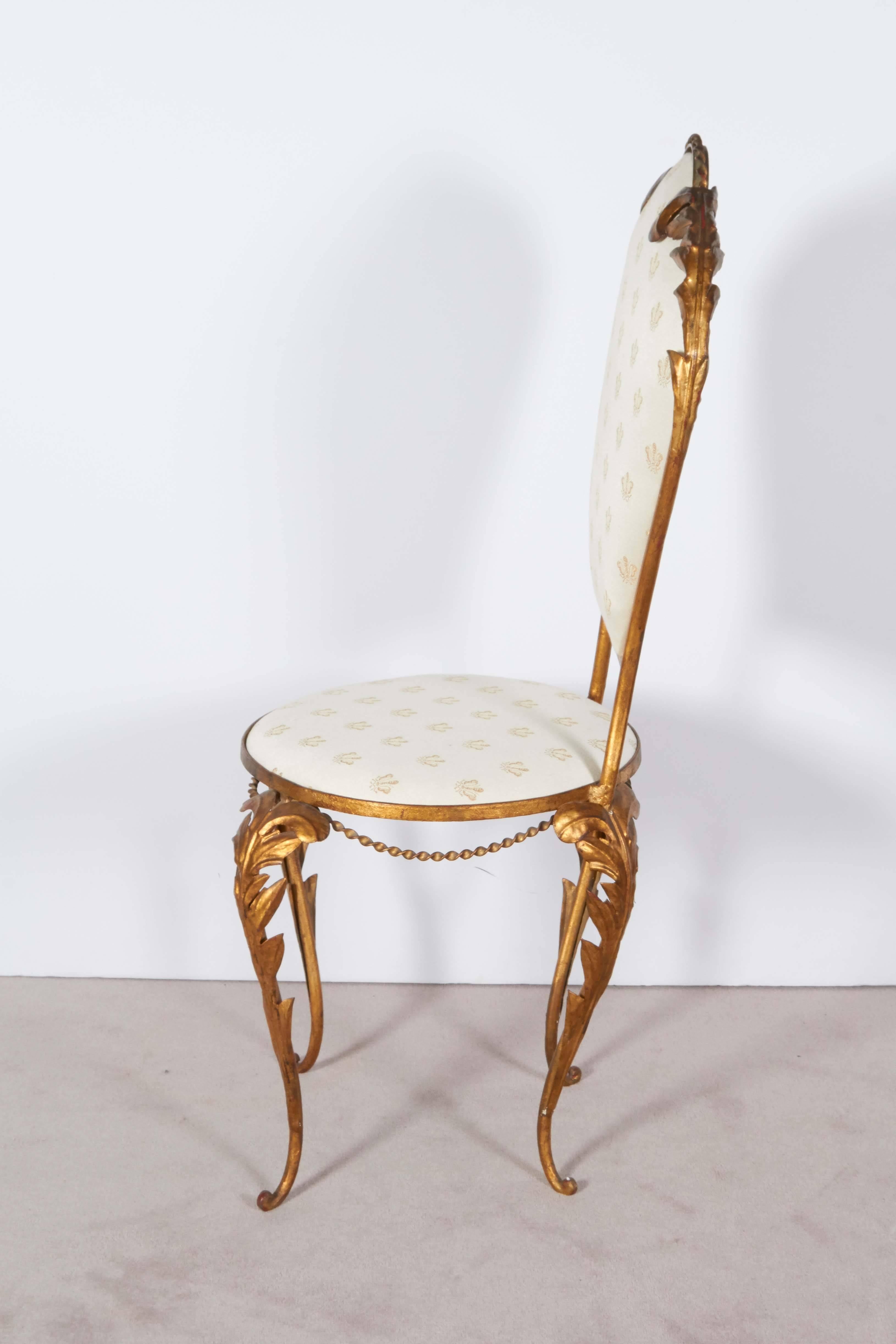 Mid-Century Italian Gilt Metal Side Chair 1