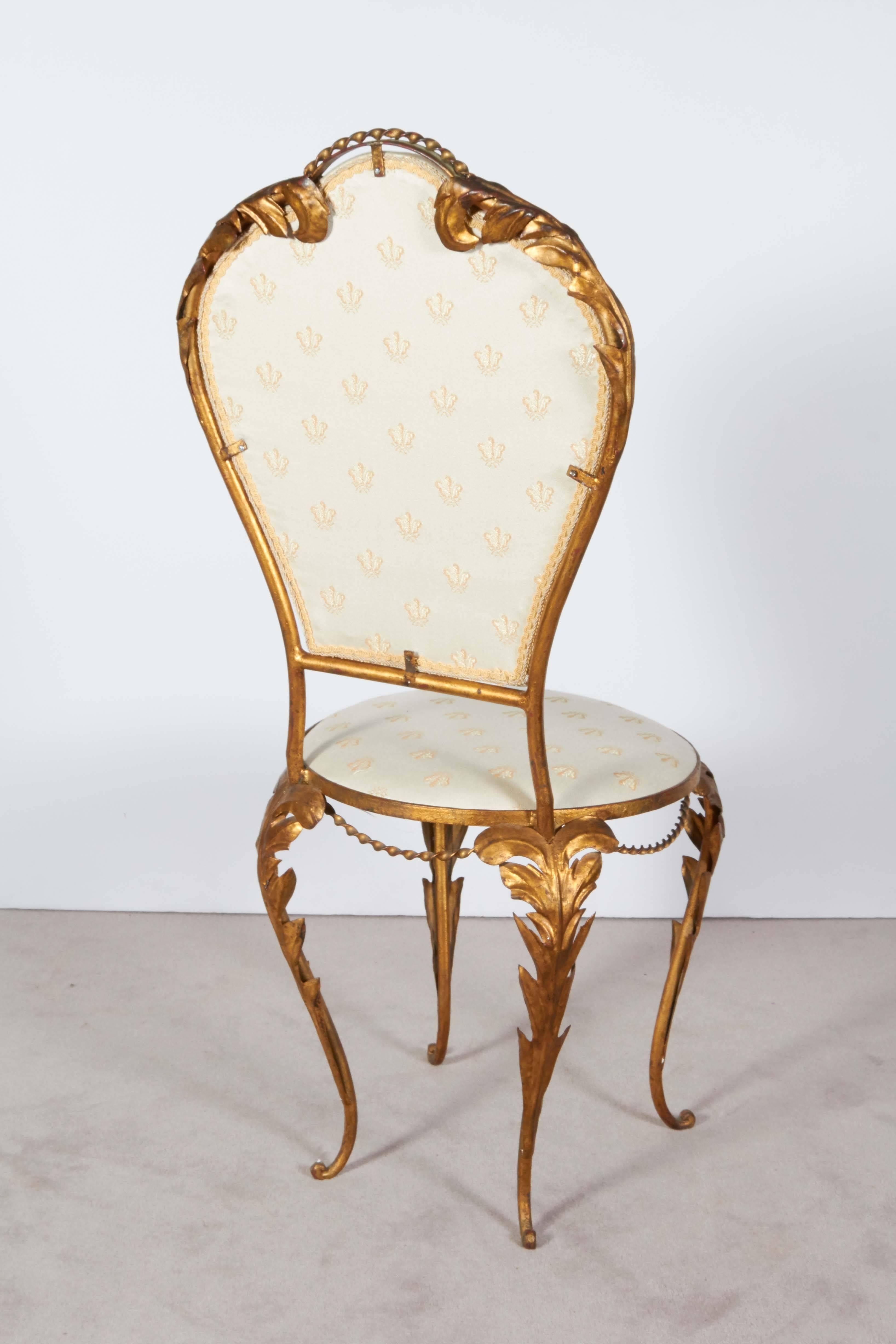 Mid-Century Italian Gilt Metal Side Chair 2