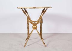 Mid-Century Italian Brass Martini Table with Arrow Motif Base