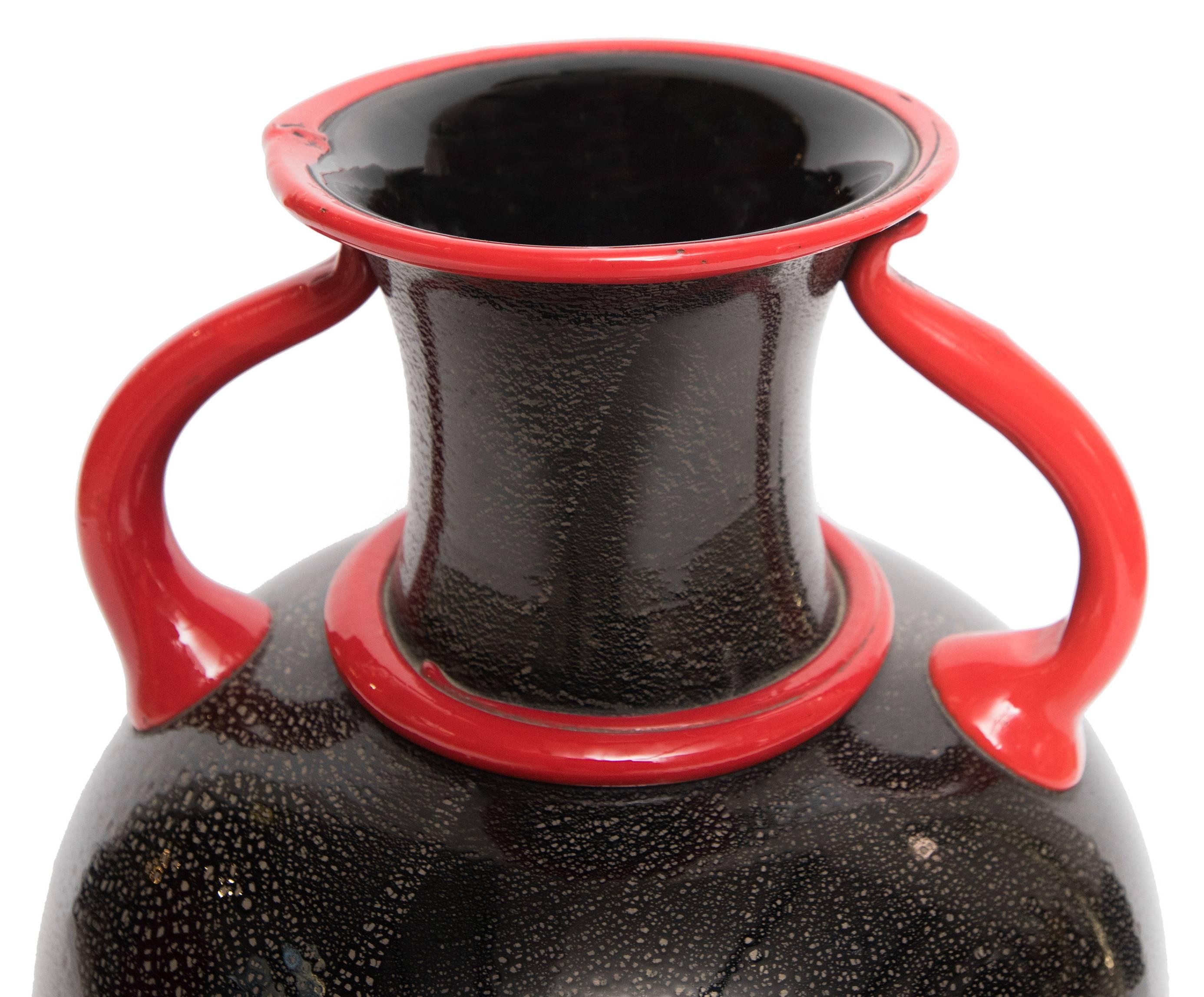 Italian 1930s Martinuzzi Black and Red Vase