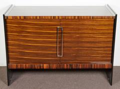 Pair of fabulous French Macassar Ebony and Black Plexi Cabinets