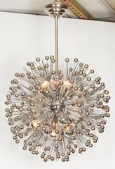 Pair of Mid-Century Sputnik Snowflake Chandeliers in Nickel, Emile Stenjar