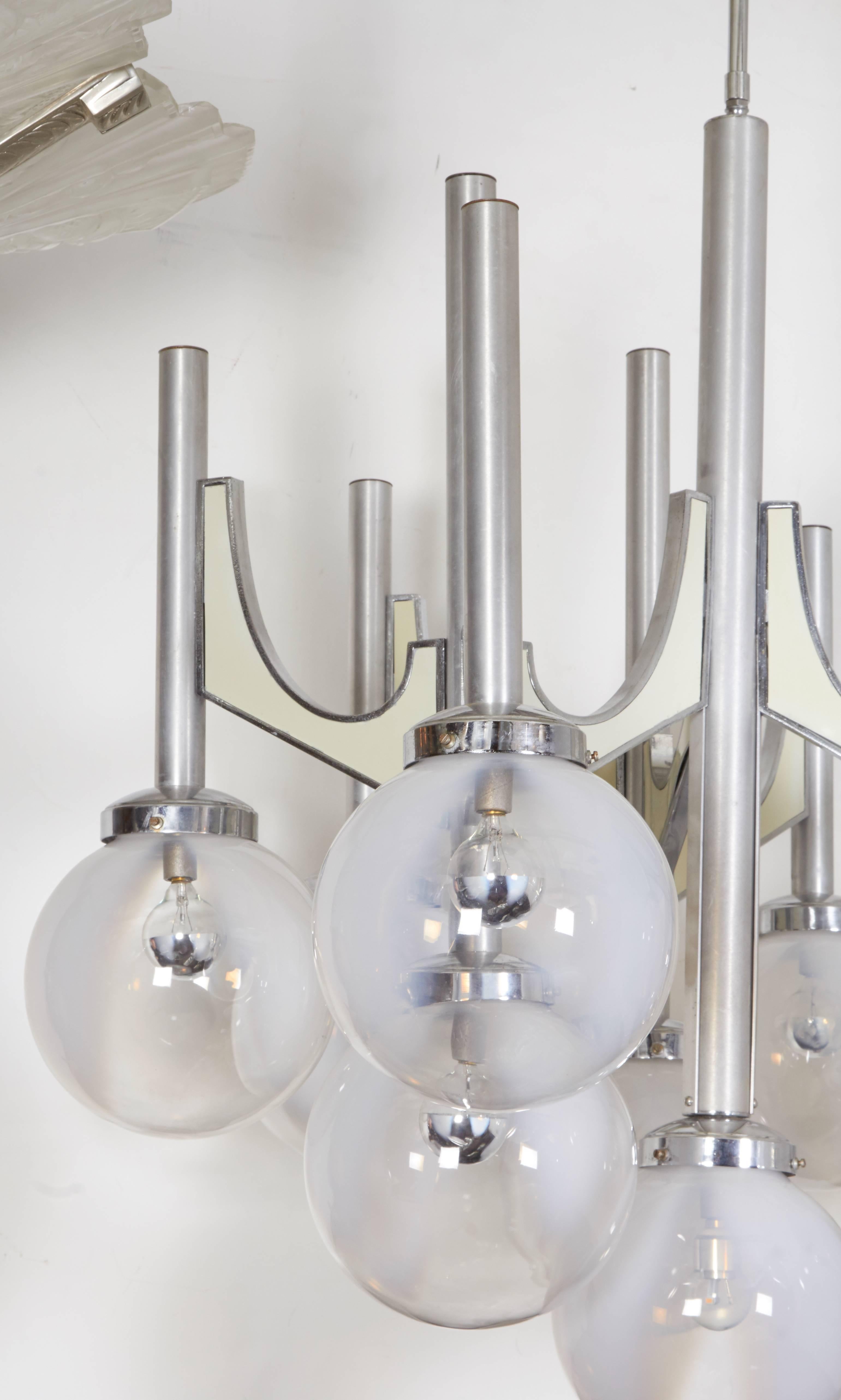 Moderne Grand lustre italien soufflé à la main à dix lumières, Fonderal, du milieu du siècle dernier en vente