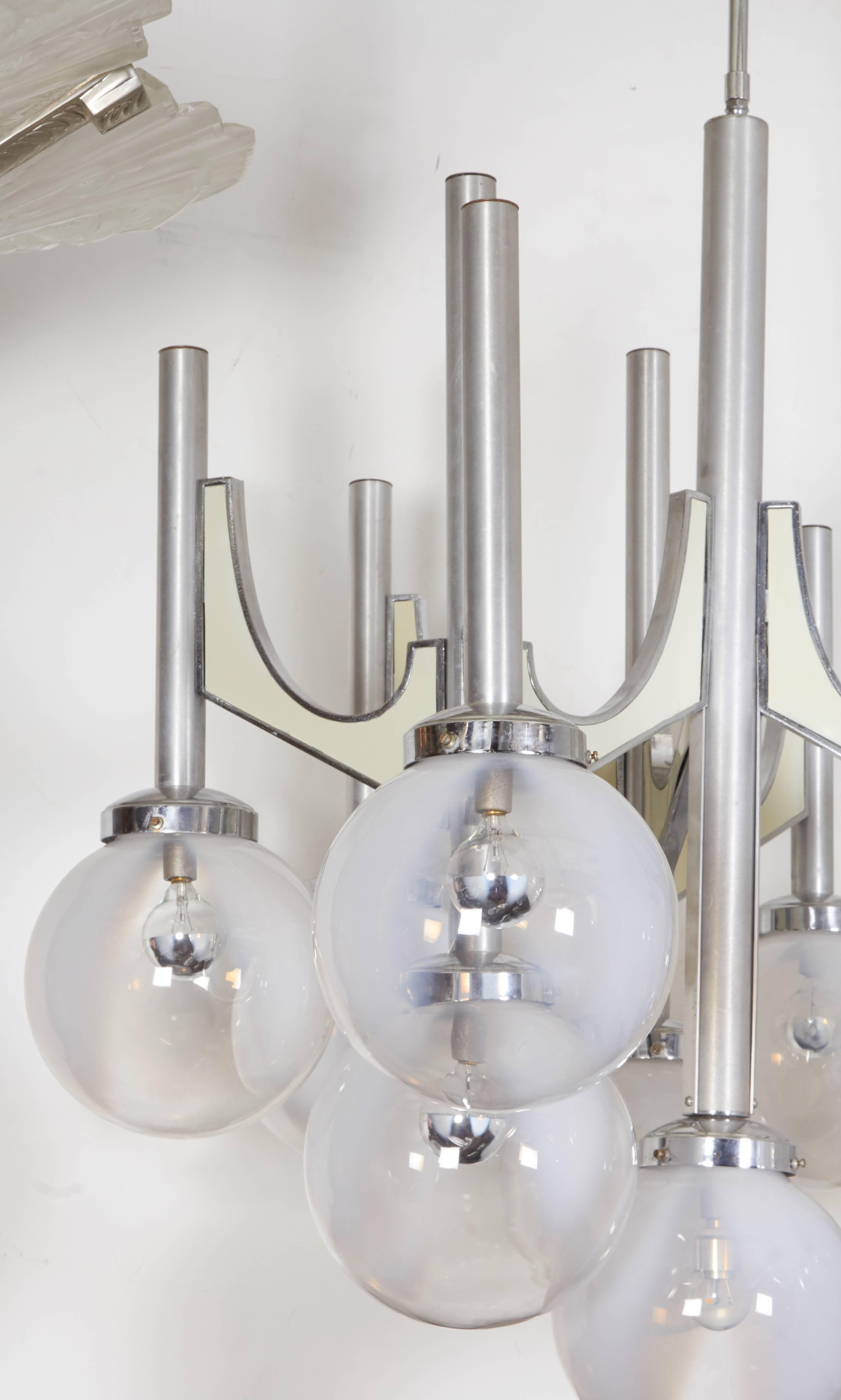 Modern Large Mid-Century Italian Hand Blown Ten-Light Chandelier, Fonderal For Sale