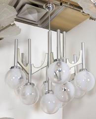 Large Mid-Century Italian Hand Blown Ten-Light Chandelier, Fonderal