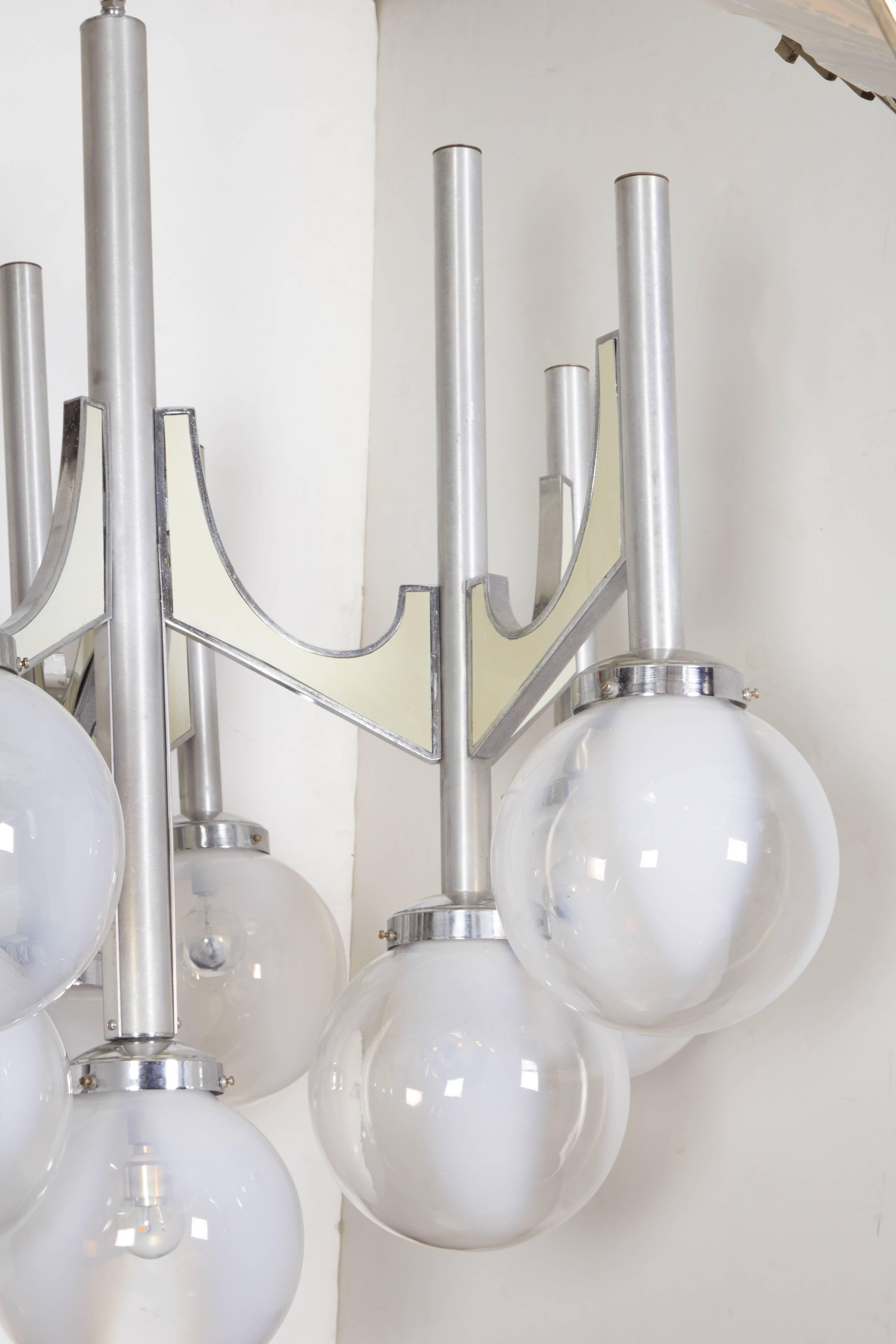 20th Century Large Mid-Century Italian Hand Blown Ten-Light Chandelier, Fonderal For Sale