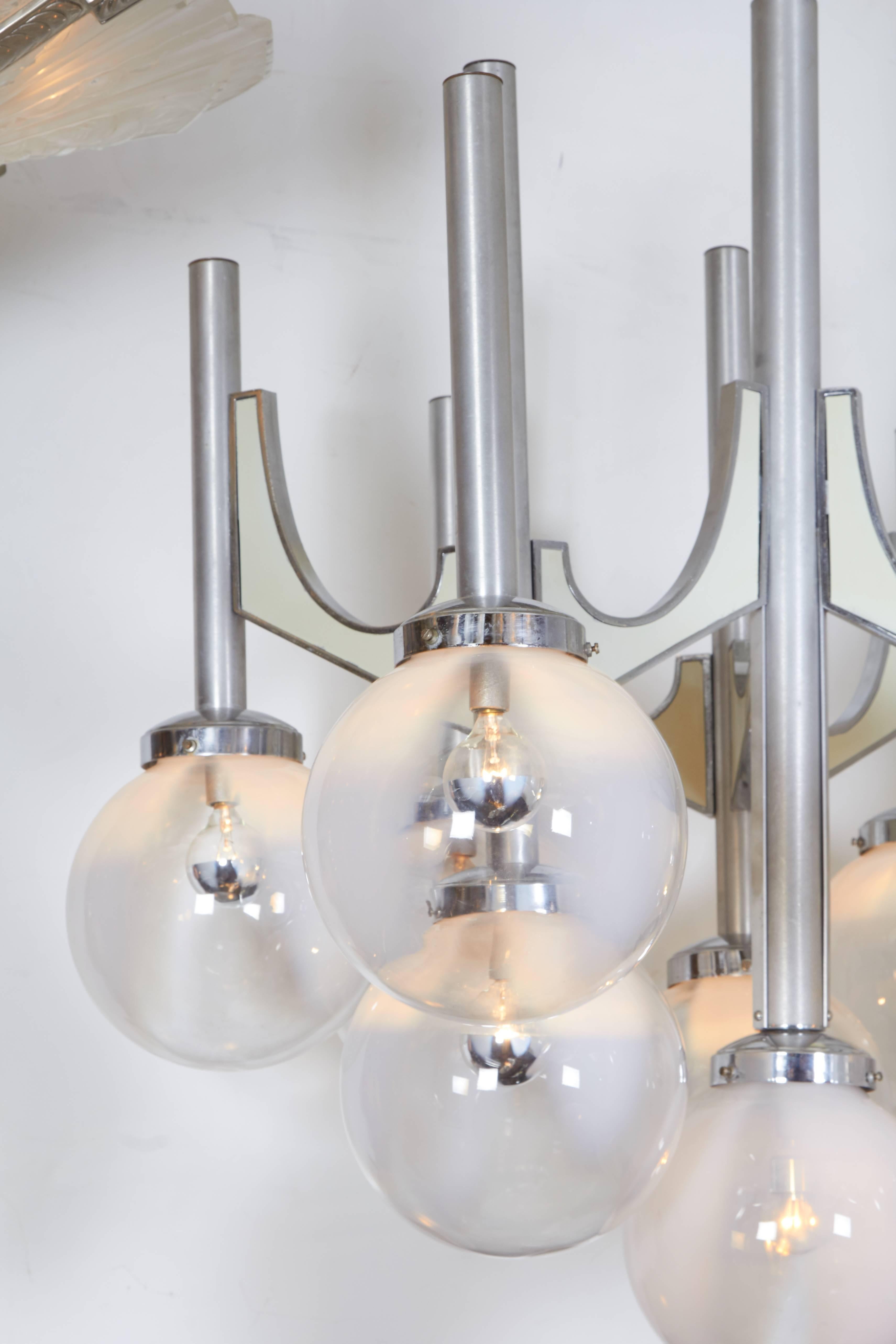 Grand lustre italien soufflé à la main à dix lumières, Fonderal, du milieu du siècle dernier en vente 3