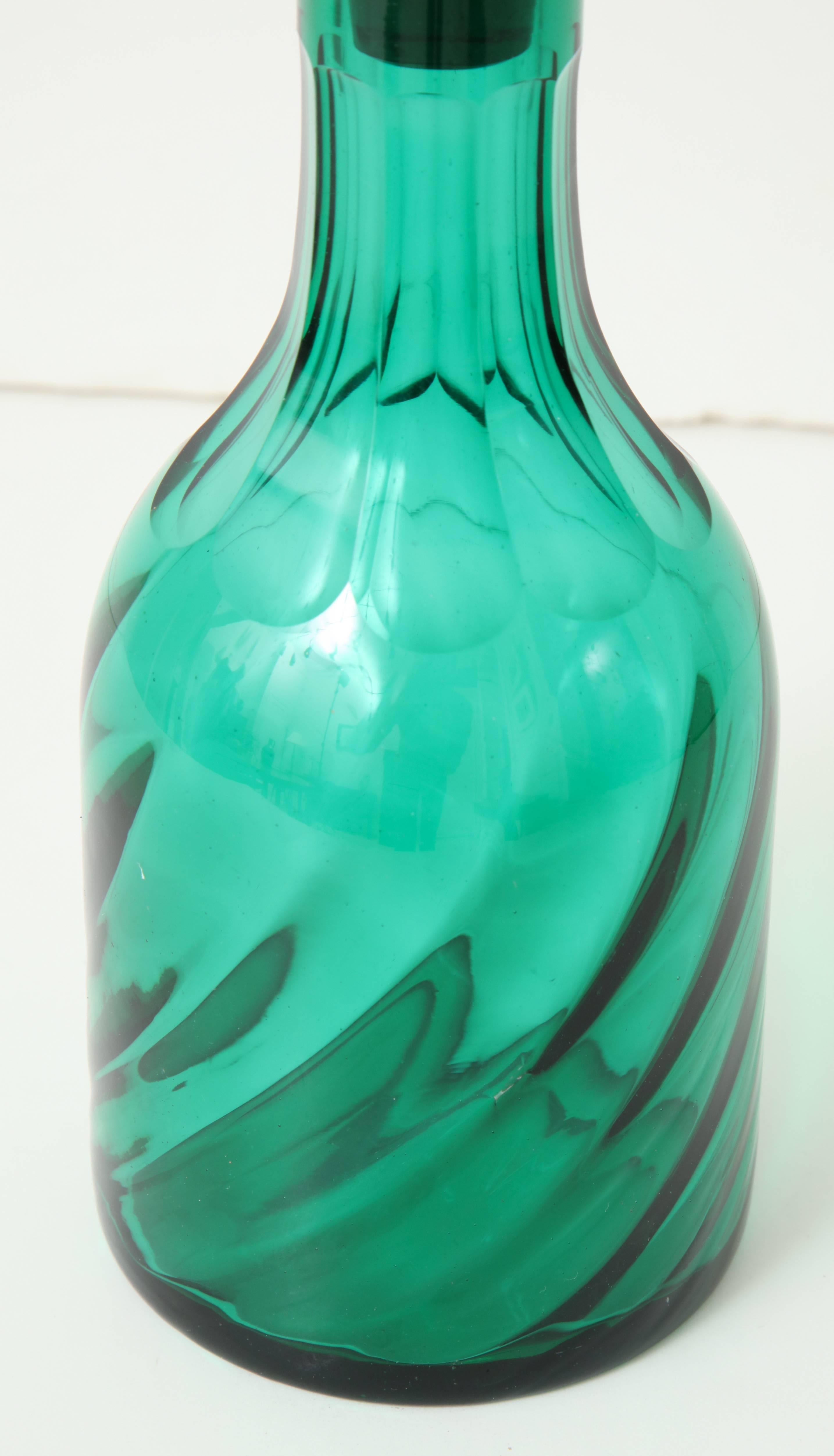 19th Century English Writhen Glass Decanter 1