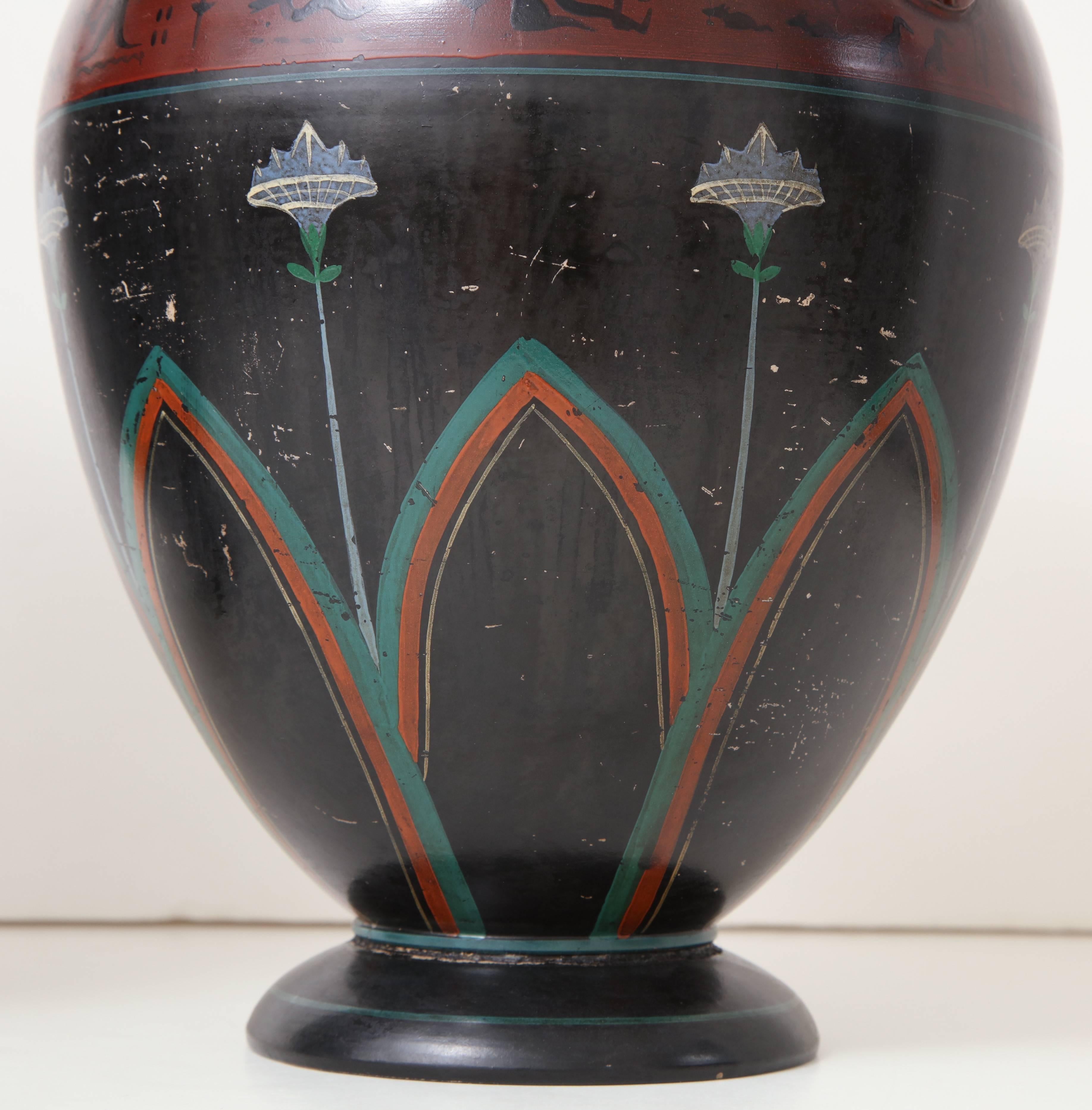Terracotta Pair of 19th Century German Neoclassical Amphora Vases For Sale
