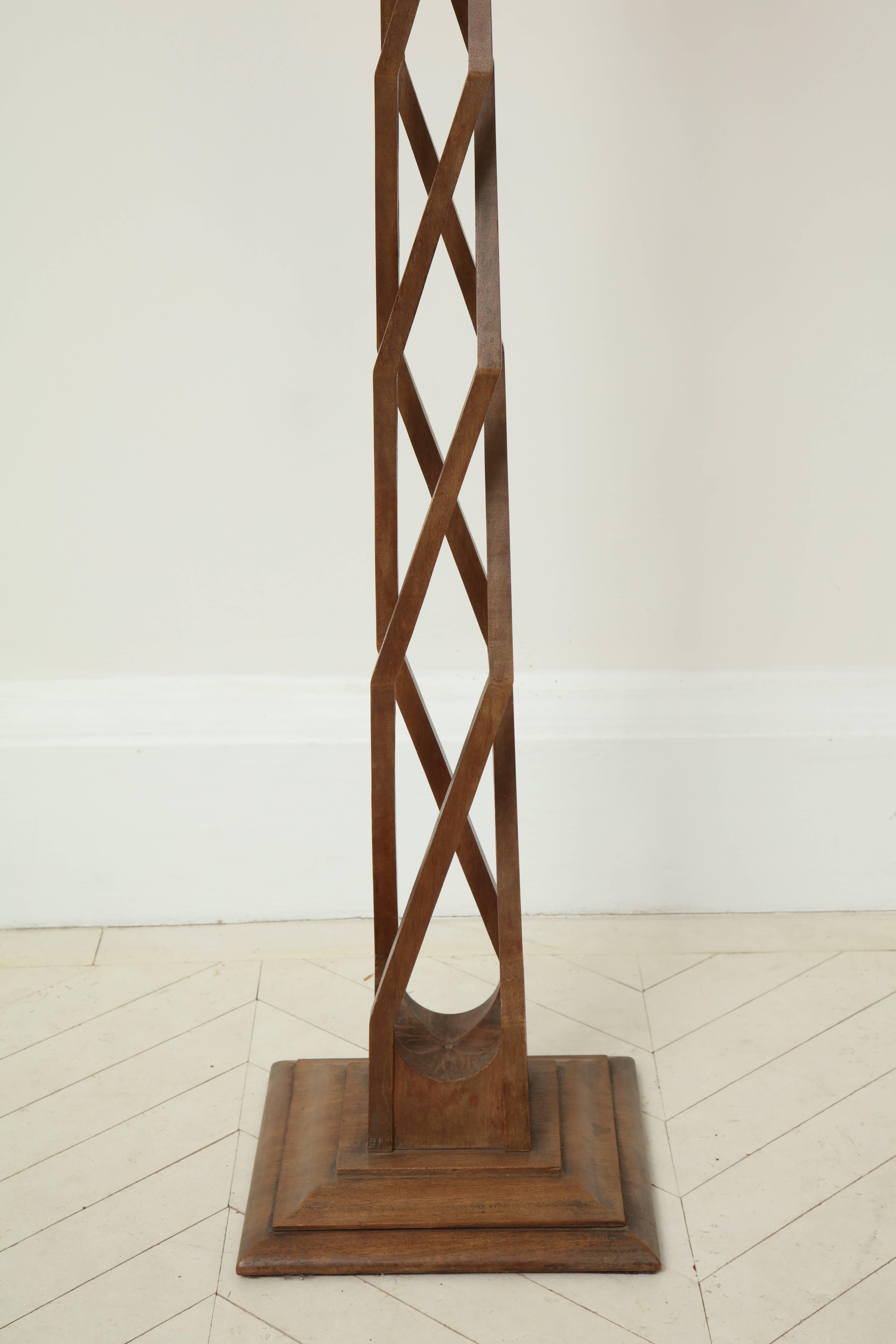 Arts and Crafts Arts & Crafts Carved Walnut Helix Base Standing Lamp