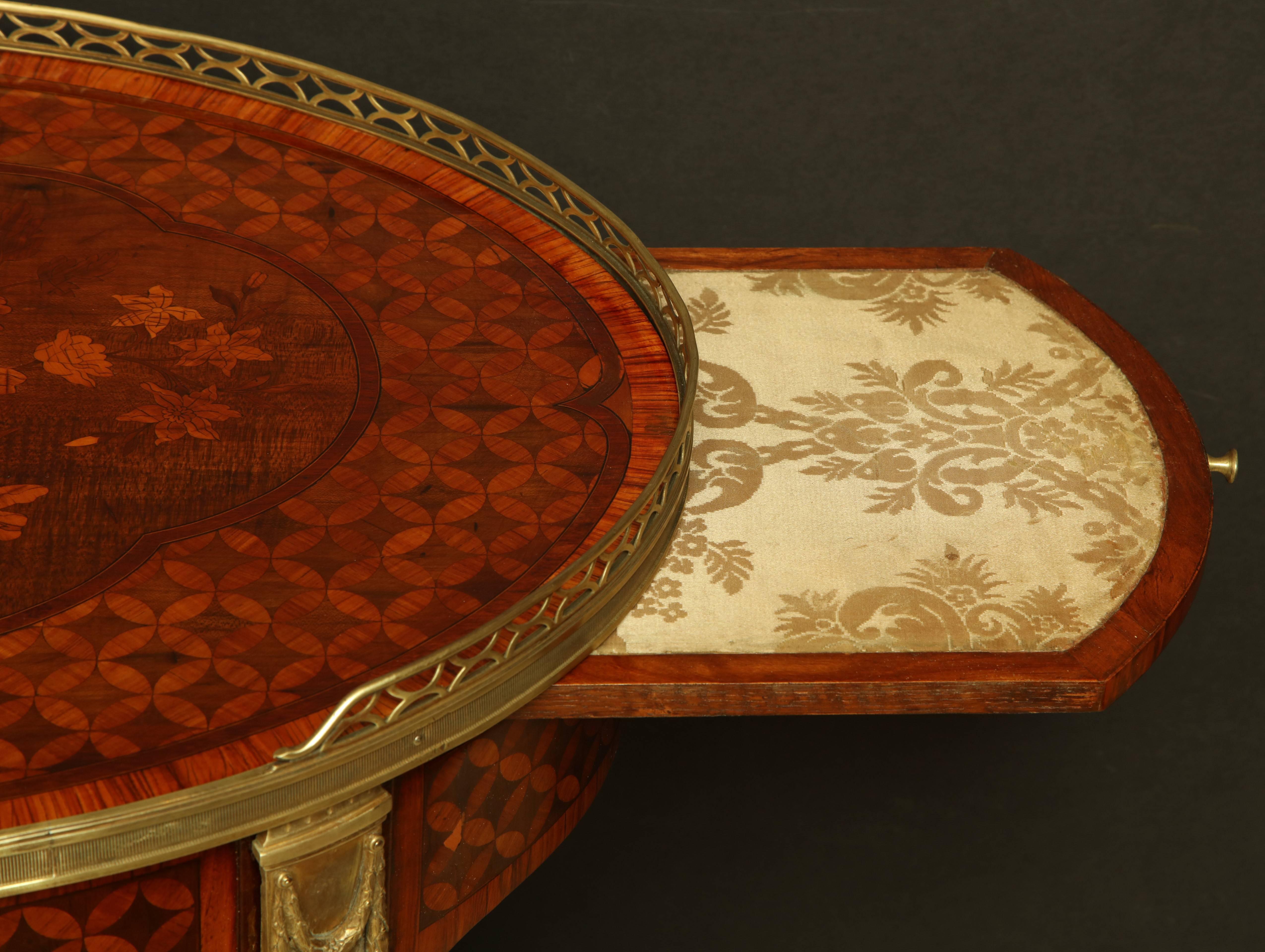Louis XV Oval Marquetry Side Table 2