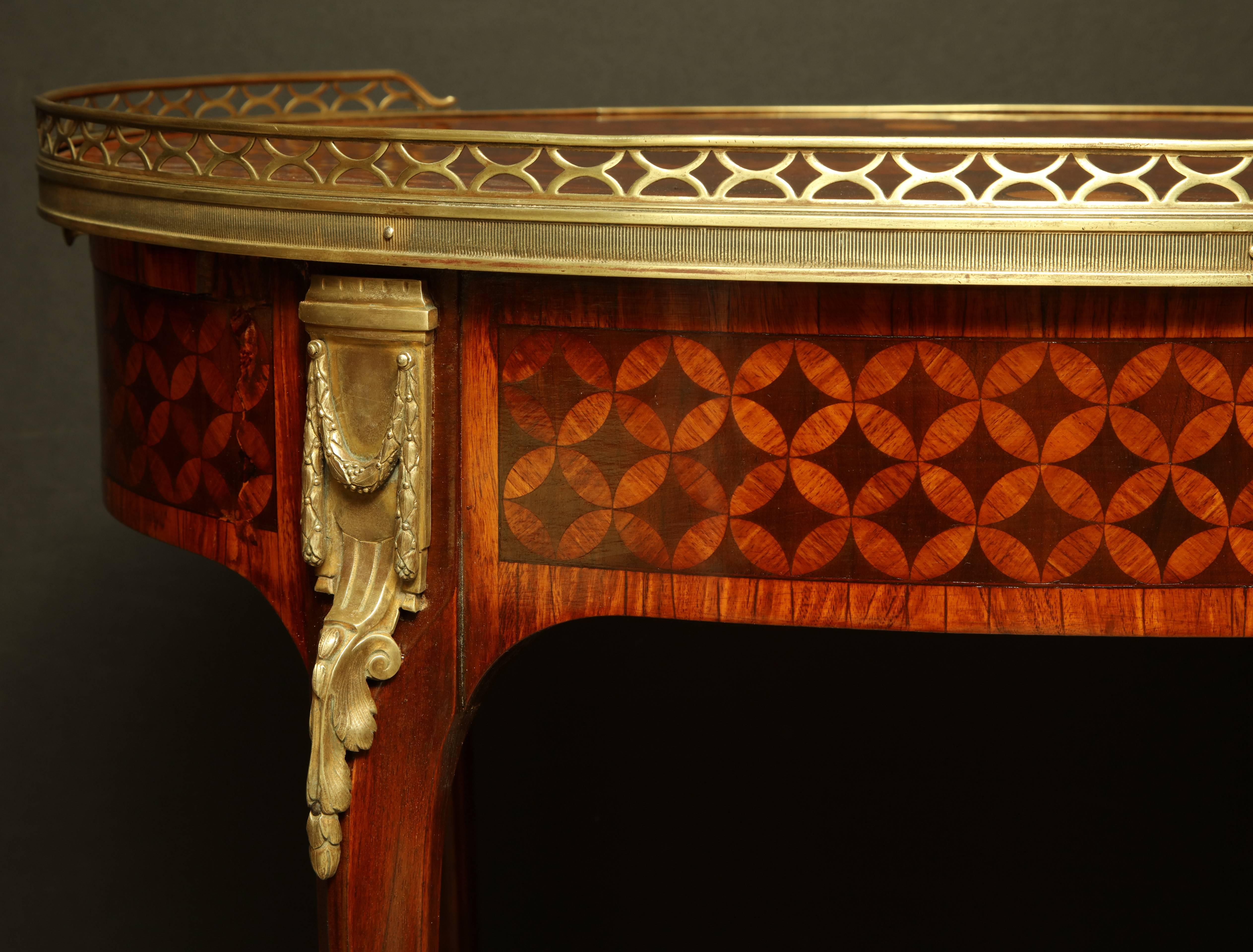 Louis XV Oval Marquetry Side Table 5