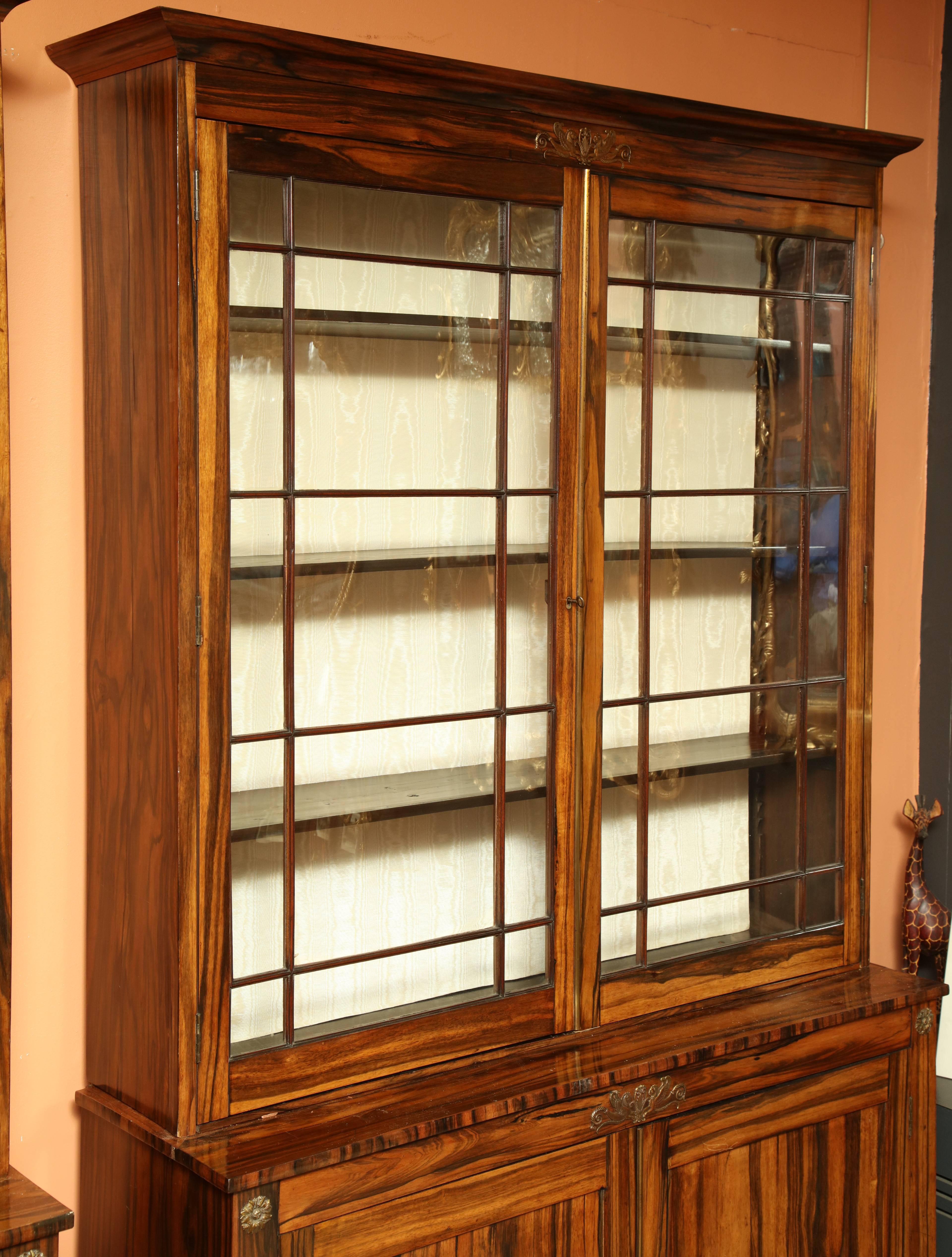 Pair of Regency Calamander Bookcases In Good Condition In Westwood, NJ