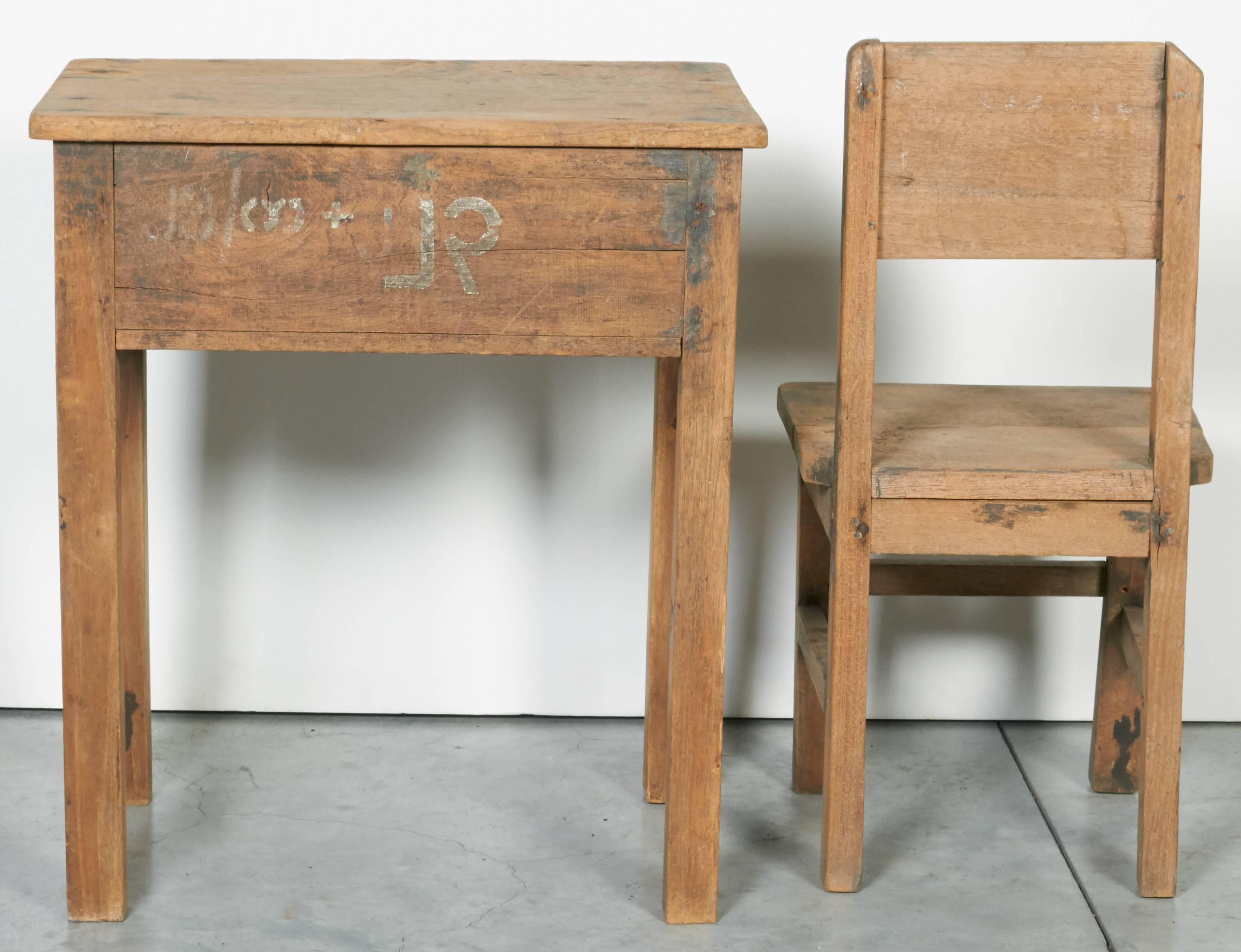 20th Century Vintage Child's School Desk and Chair