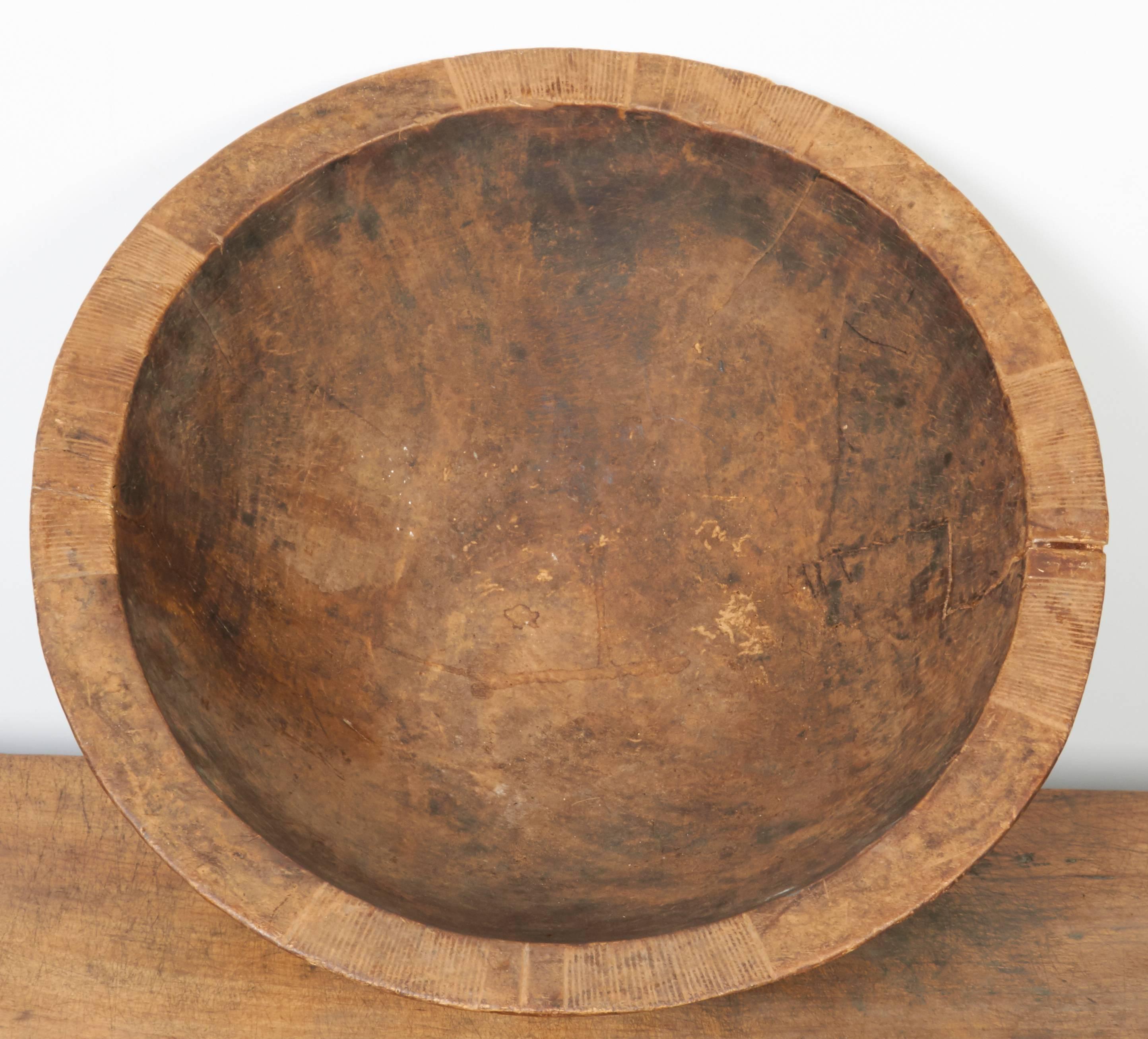 Delicately Carved West African Food Bowl, Great Patina 2