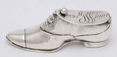 Unusual Edwardian Sterling Silver Shoe-Form Trinkets Box with Hinged Lid