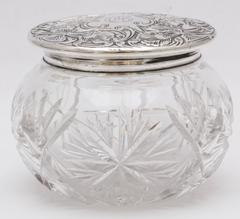 Unusual Art Nouveau Sterling Silver Lidded 'with Lion Motif' Powder Jar