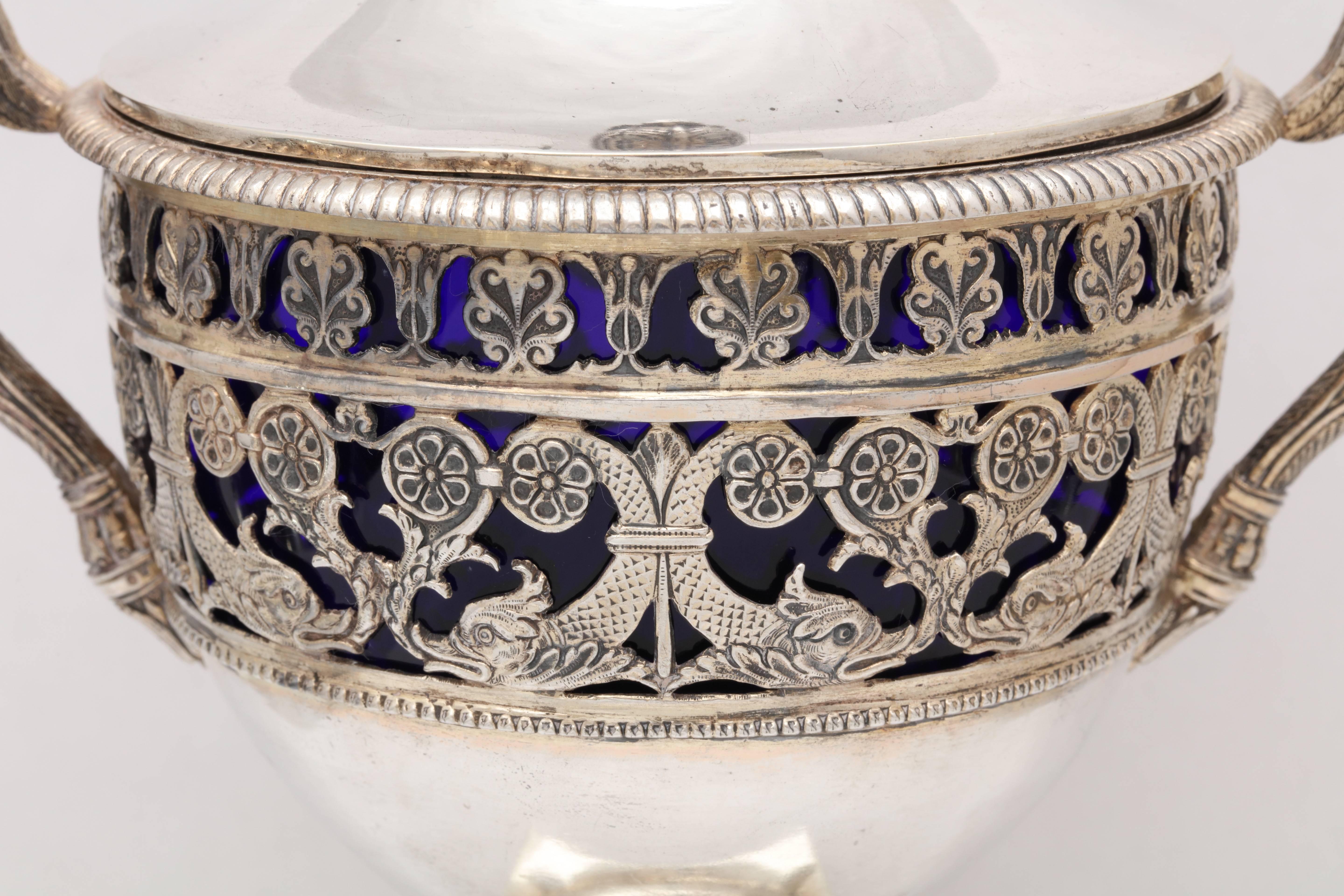 Sterling Silver Neo-Classical Continental Silver (.800) Gilt Austro-Hungarian Centerpiece Bowl For Sale