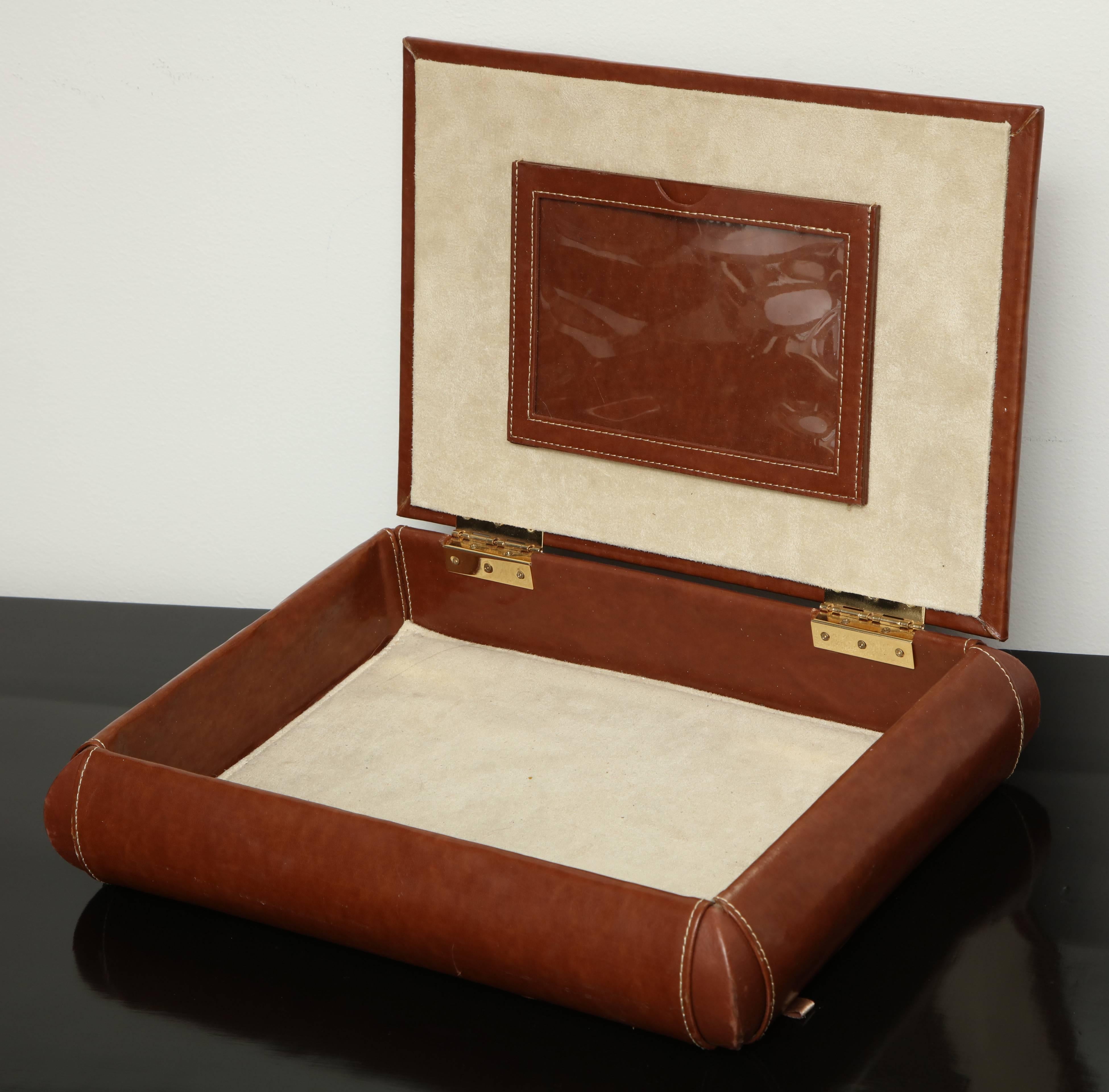 Contemporary Leather Box, Fitted Interior In Good Condition In New York, NY