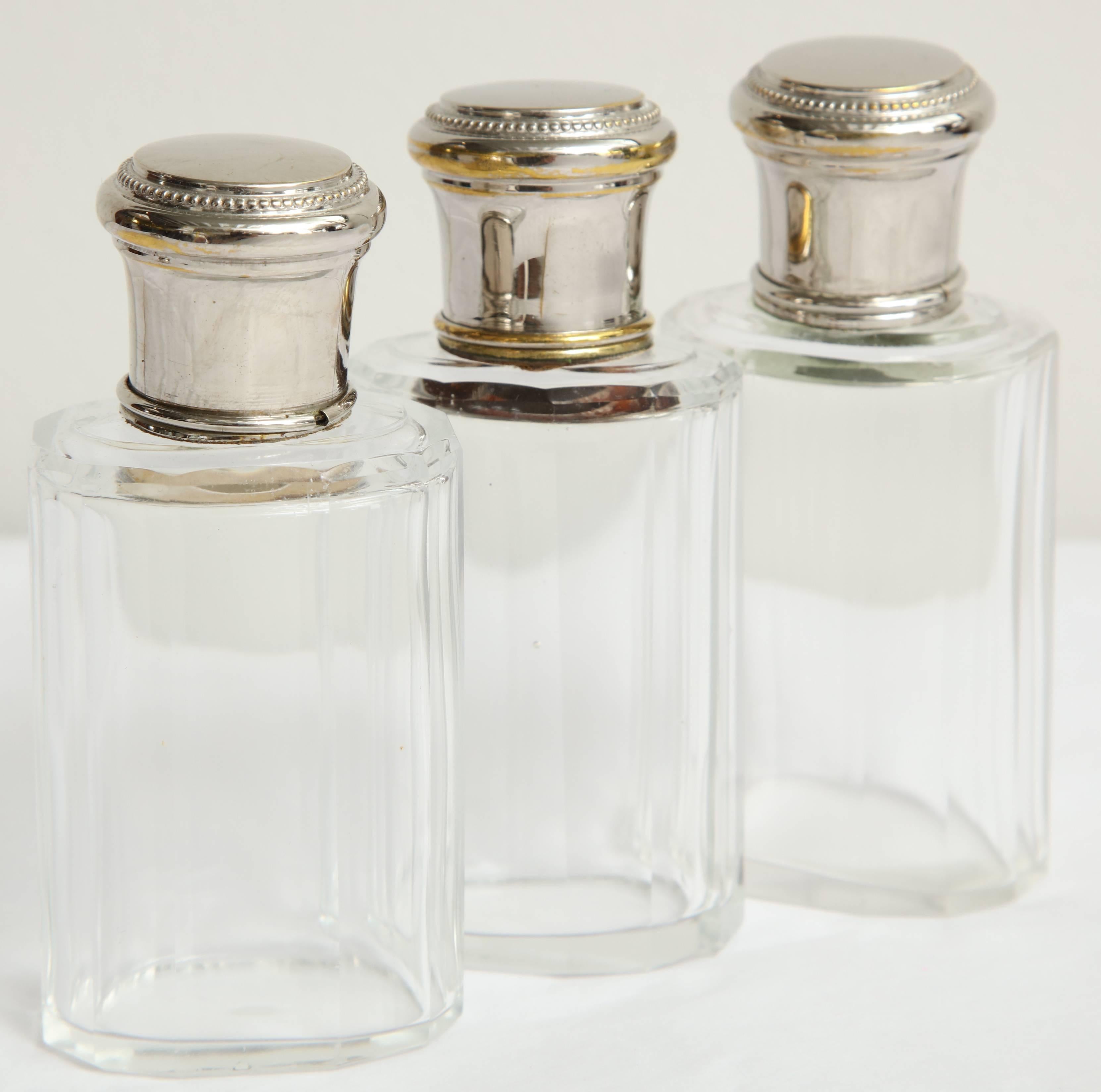 French Set of Four Toiletry Bottles with Covered Jar For Sale