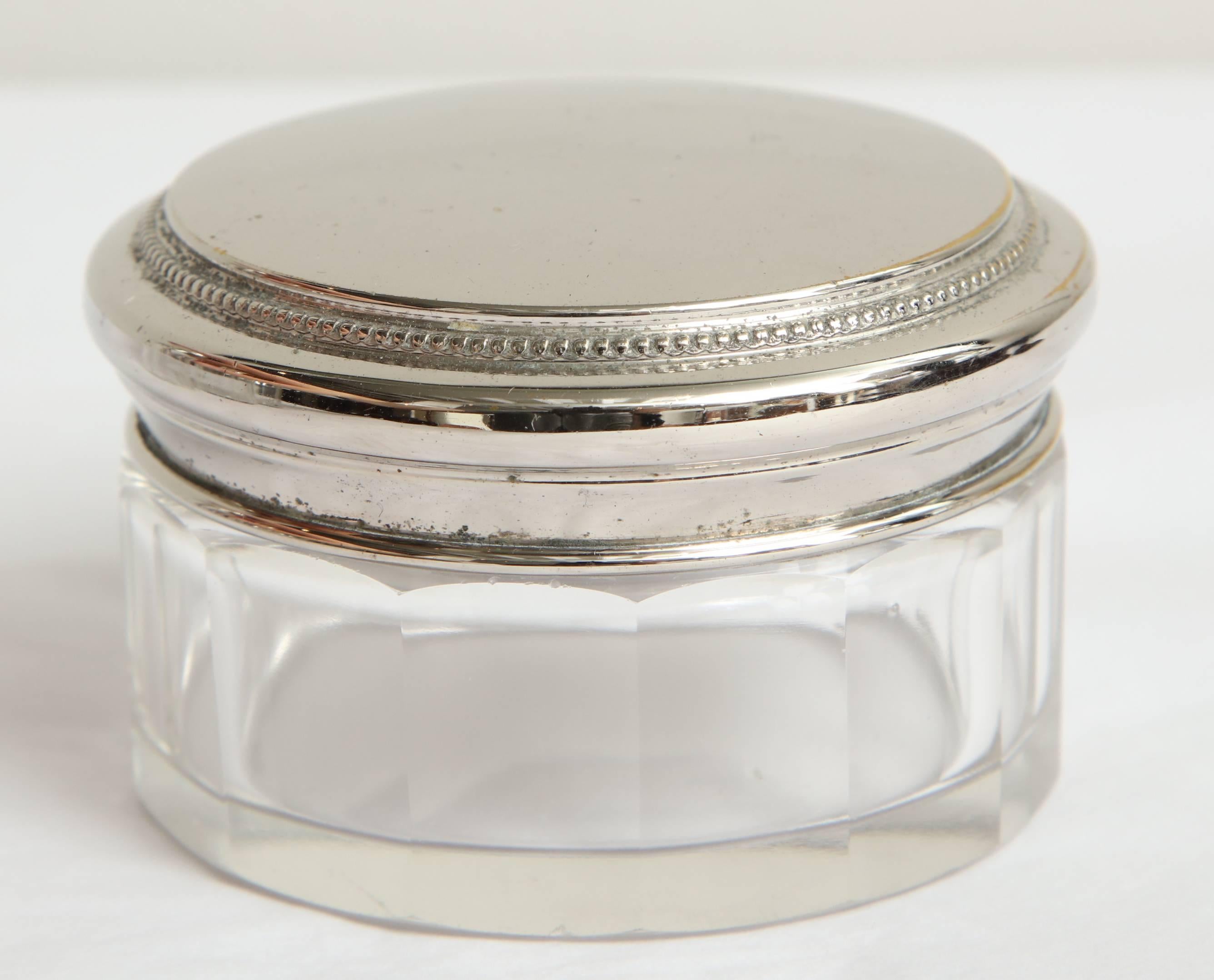 20th Century Set of Four Toiletry Bottles with Covered Jar For Sale