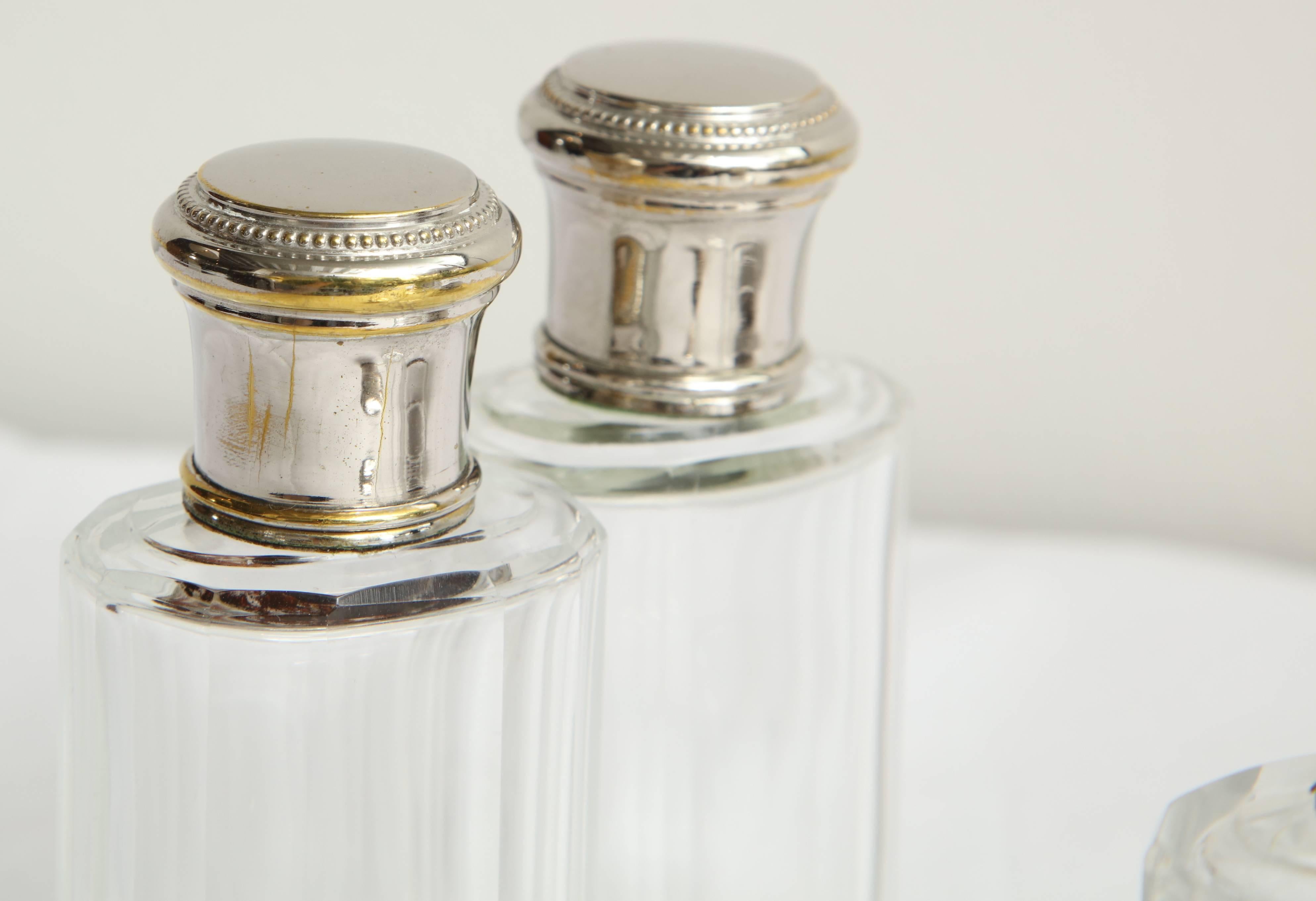 Set of Four Toiletry Bottles with Covered Jar For Sale 2