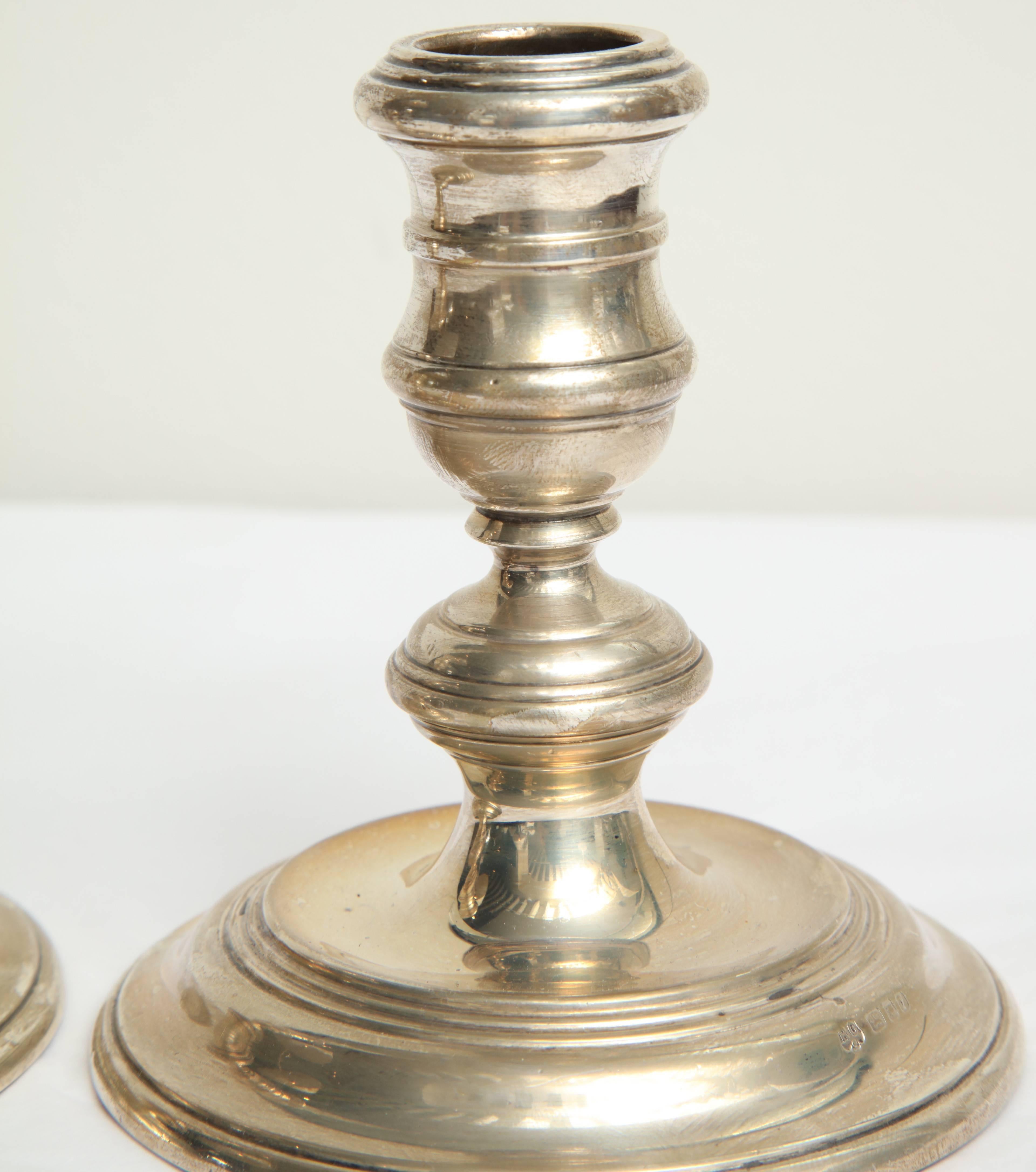 20th Century Pair of Sterling Silver Candleholders 1
