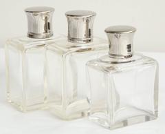 Early 20th Century Set of Three Crystal Toiletry Bottles