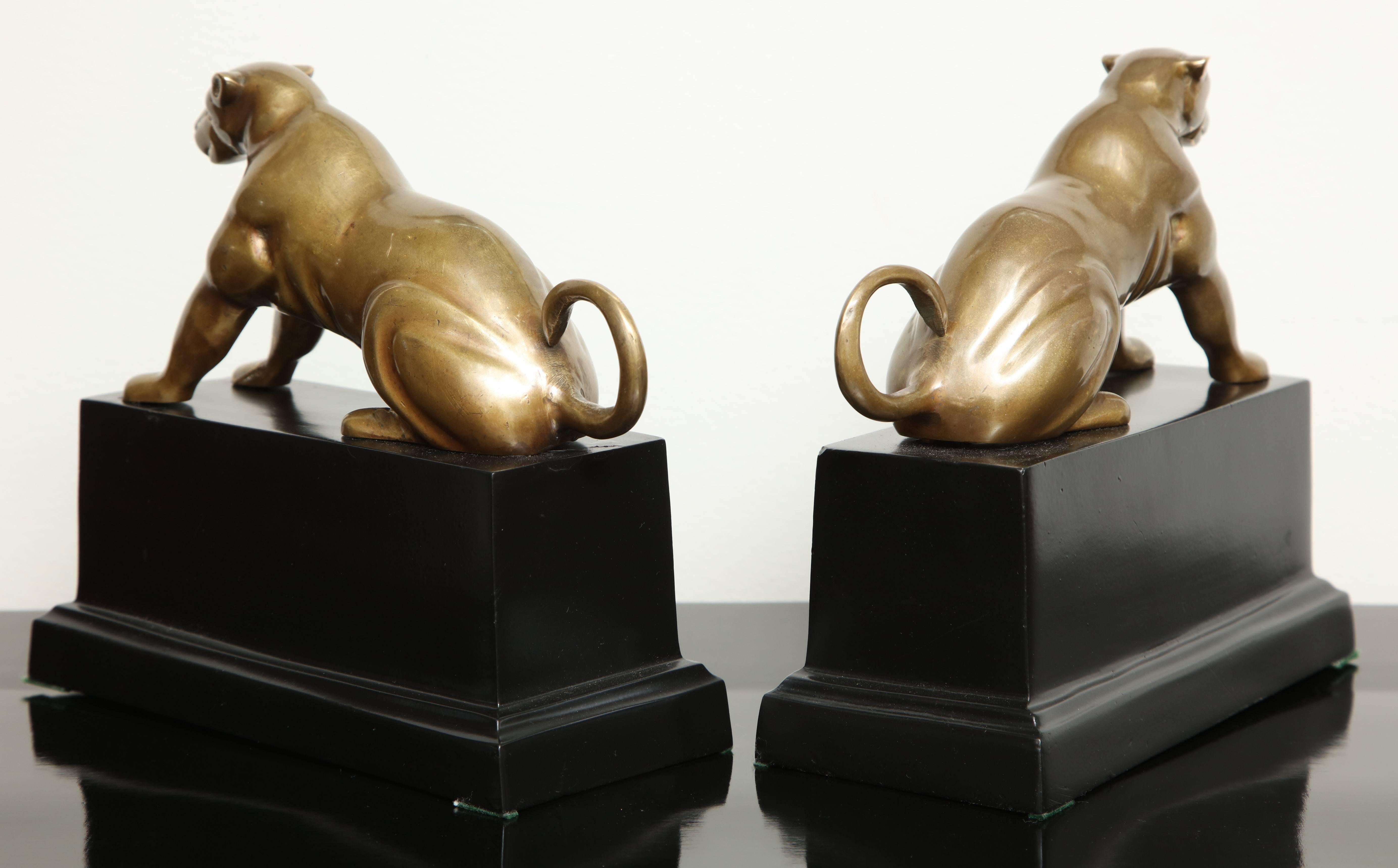 Pair of Mid-Century Polished Brass Panther Sculptures 3