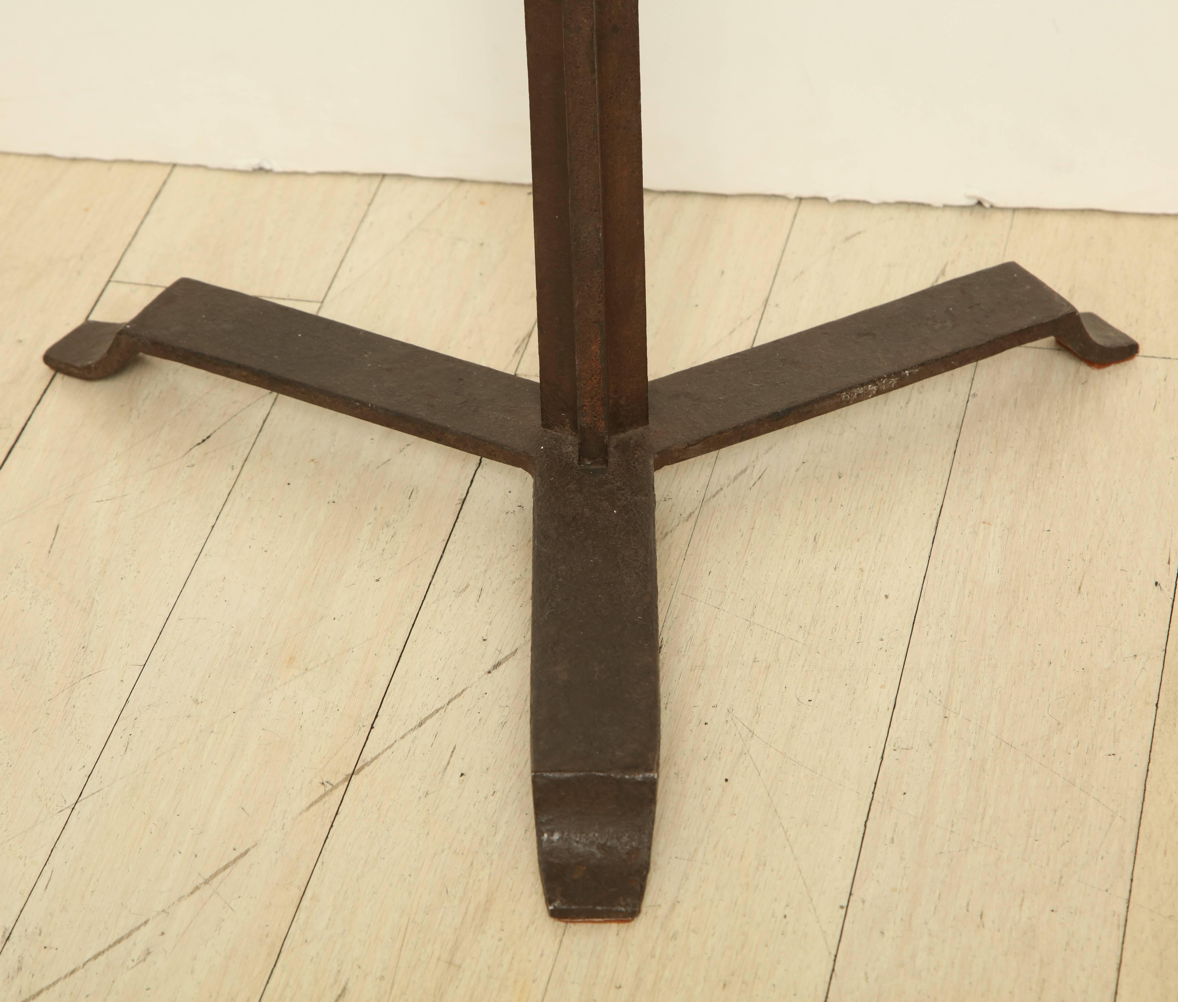Mid-20th Century Textured Iron Standing Lamp on Tripod Base, France, circa 1940 For Sale