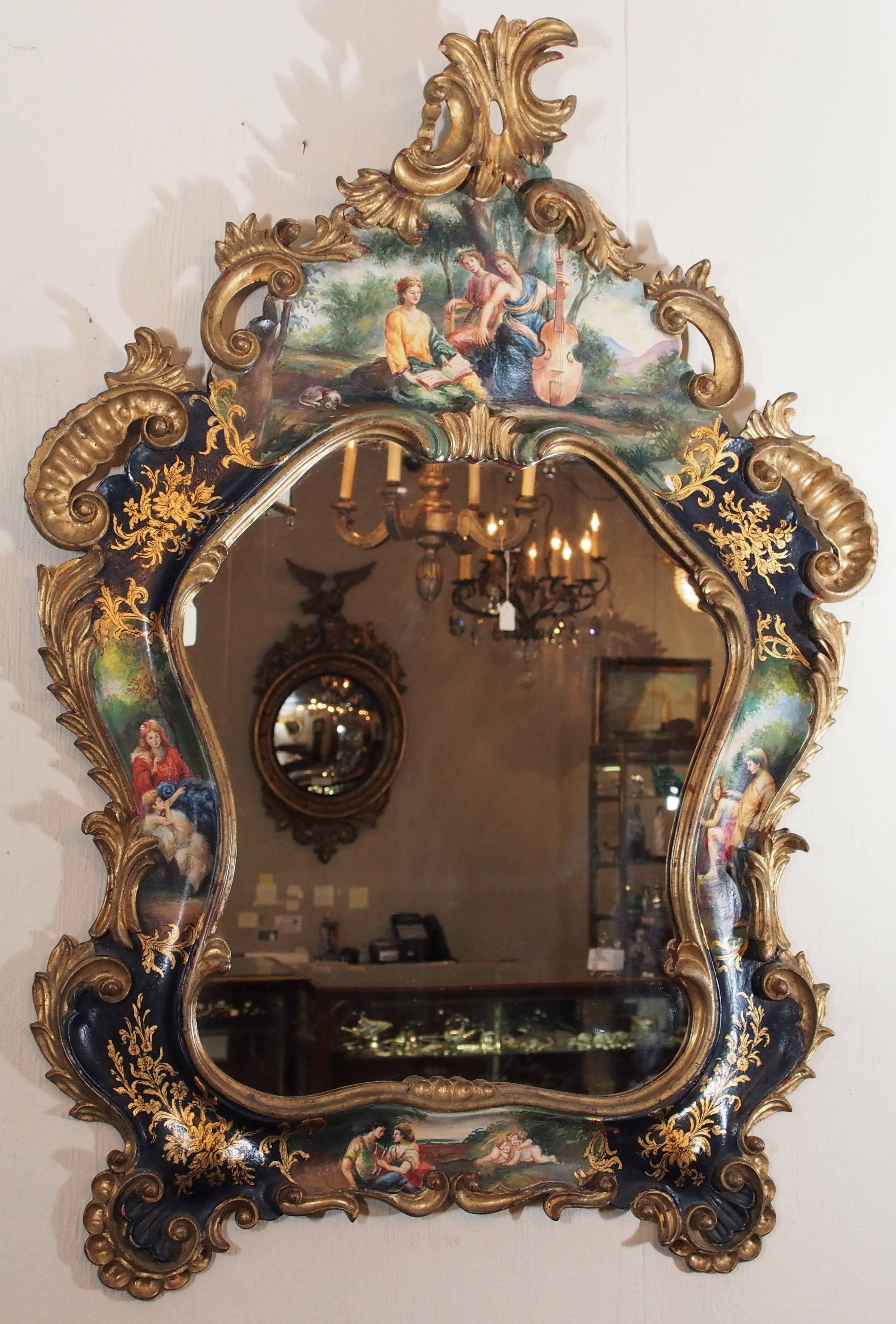 Antique painted mirror, Venetian.