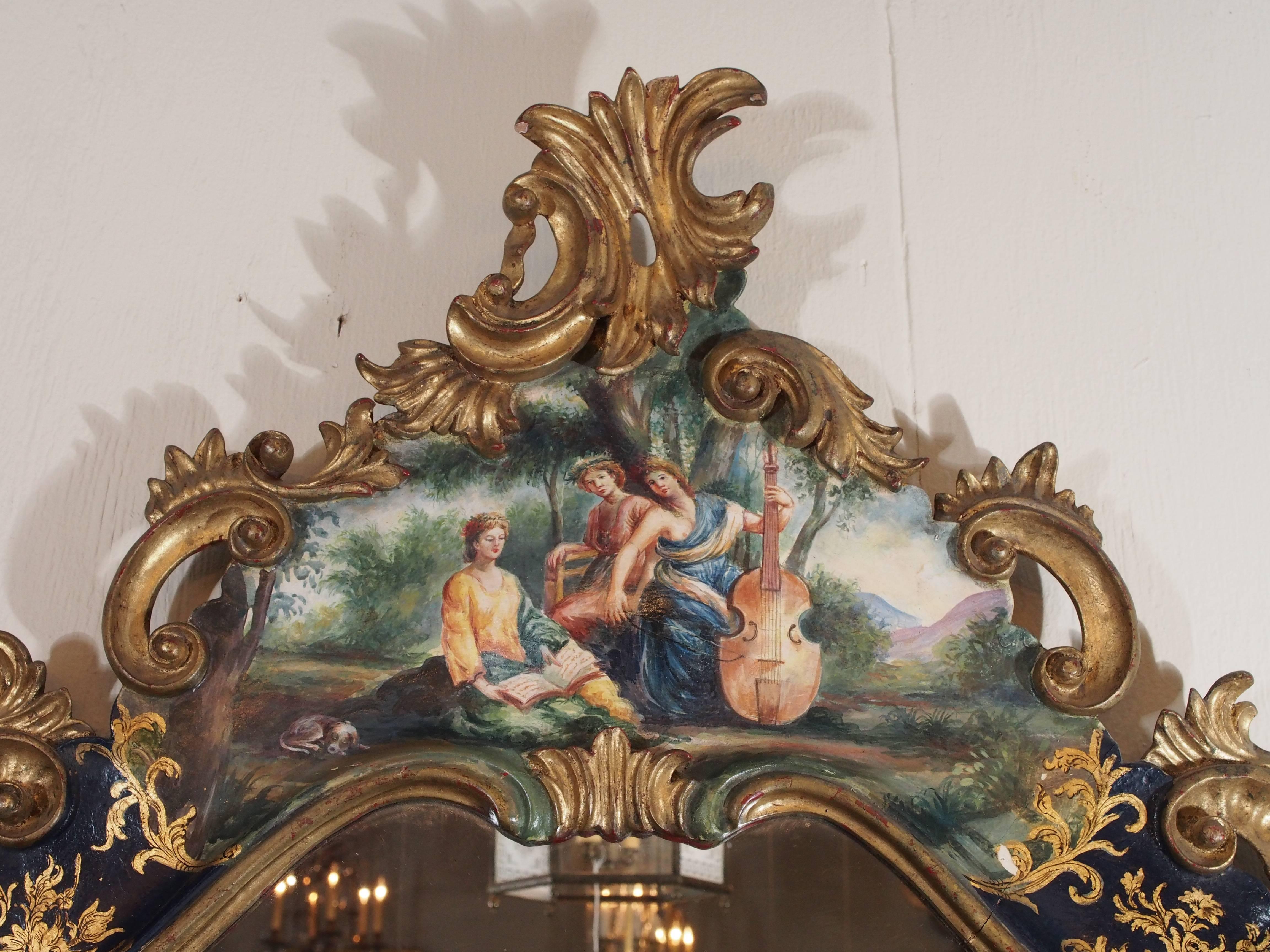 Italian Antique Painted Mirror, Venetian