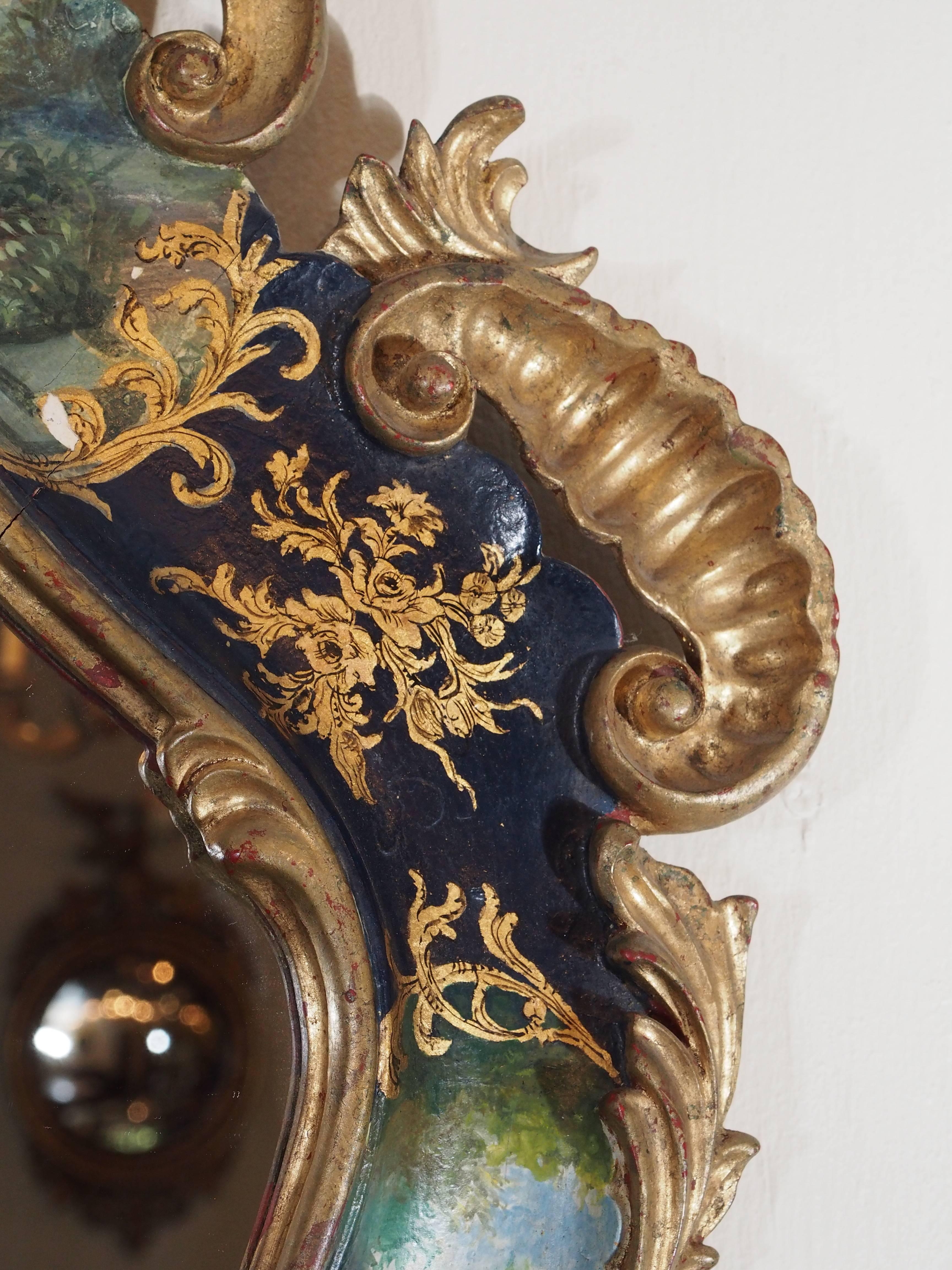 Late 19th Century Antique Painted Mirror, Venetian