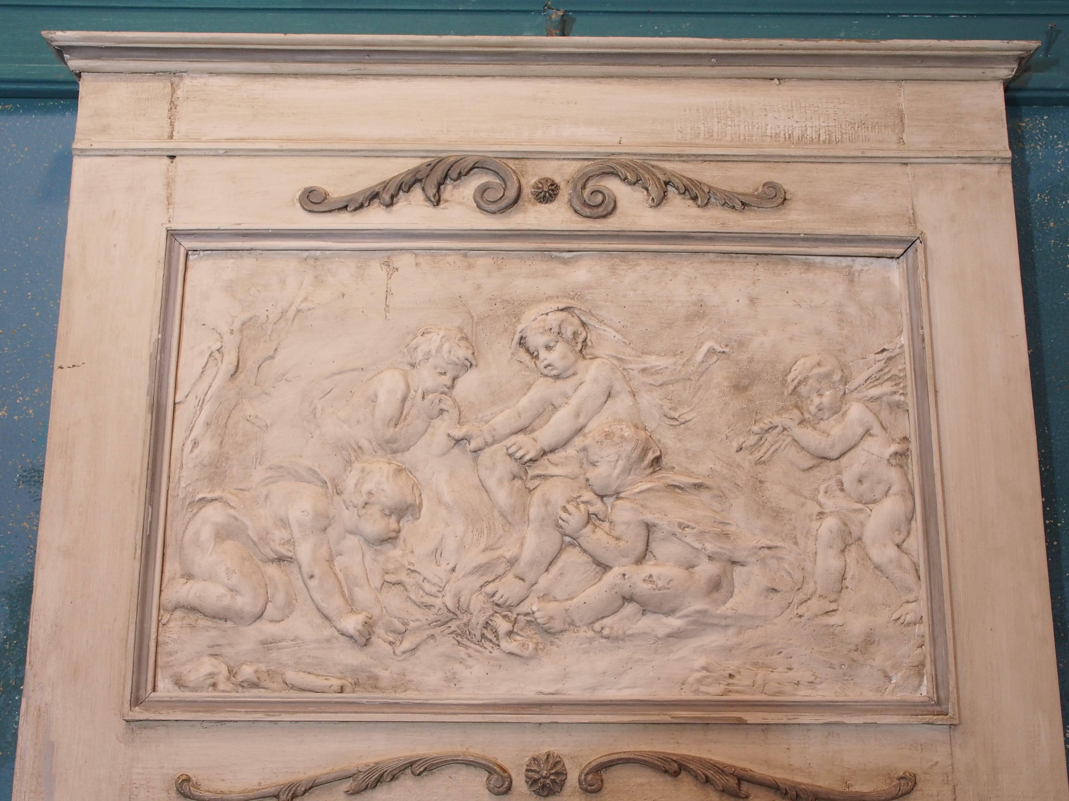 French painted trumeau with cherubs, circa 1920.