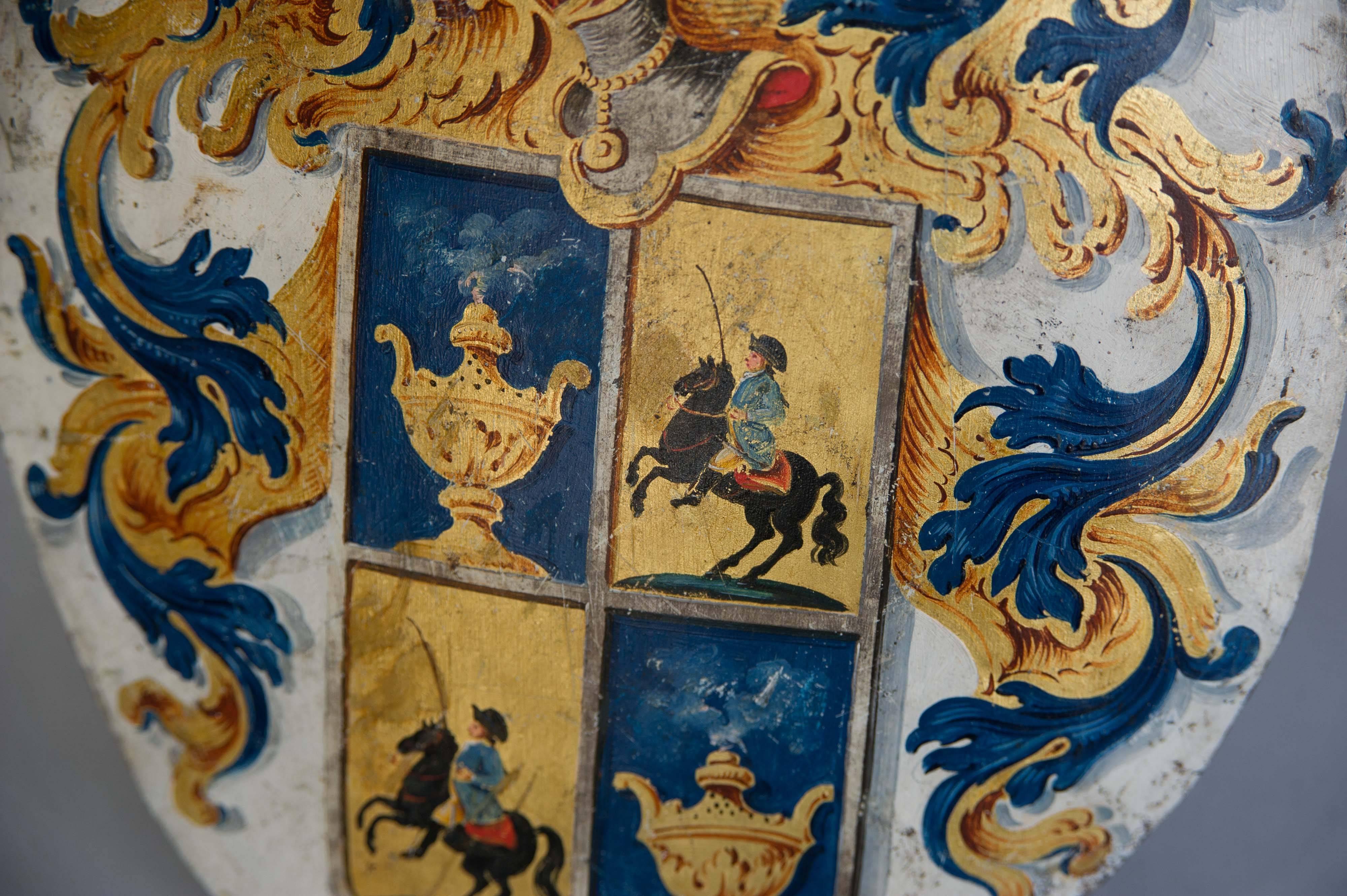 Dutch 18th Century Painted Coat of Arms on Metal For Sale