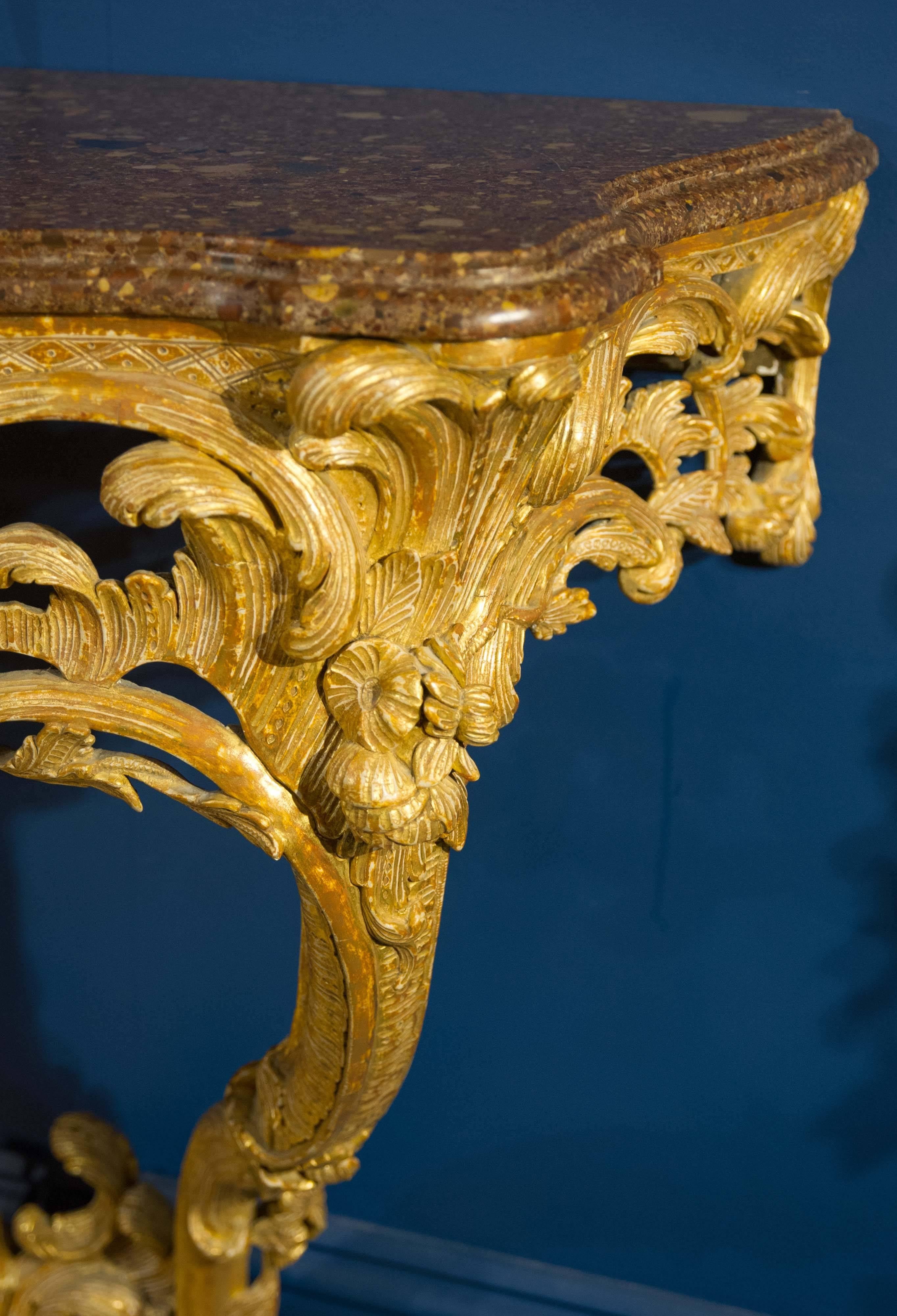 Late 18th Century Giltwood Console Table with Marble Top In Excellent Condition In London, GB