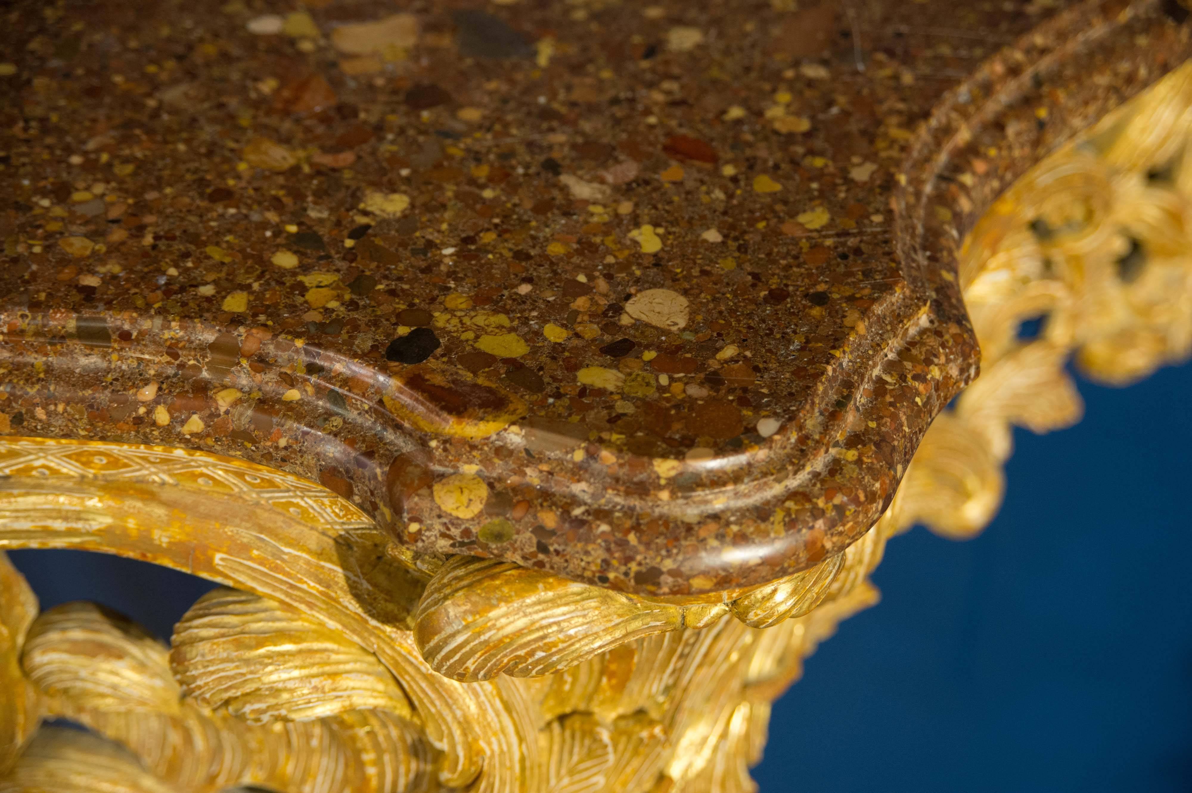 Late 18th Century Giltwood Console Table with Marble Top 5