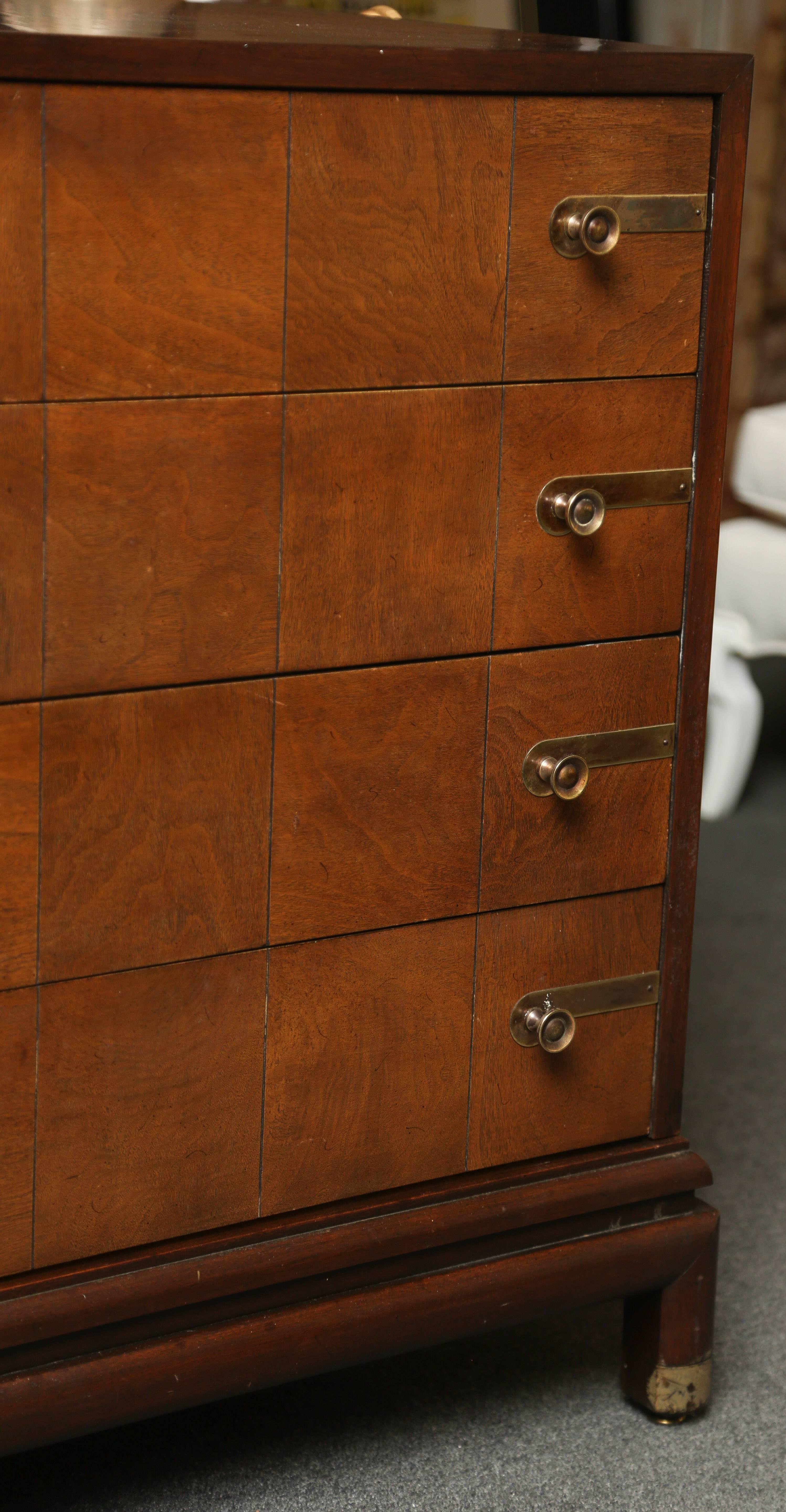 Renzo Rutili Three-Part Walnut Credenza In Good Condition In West Palm Beach, FL