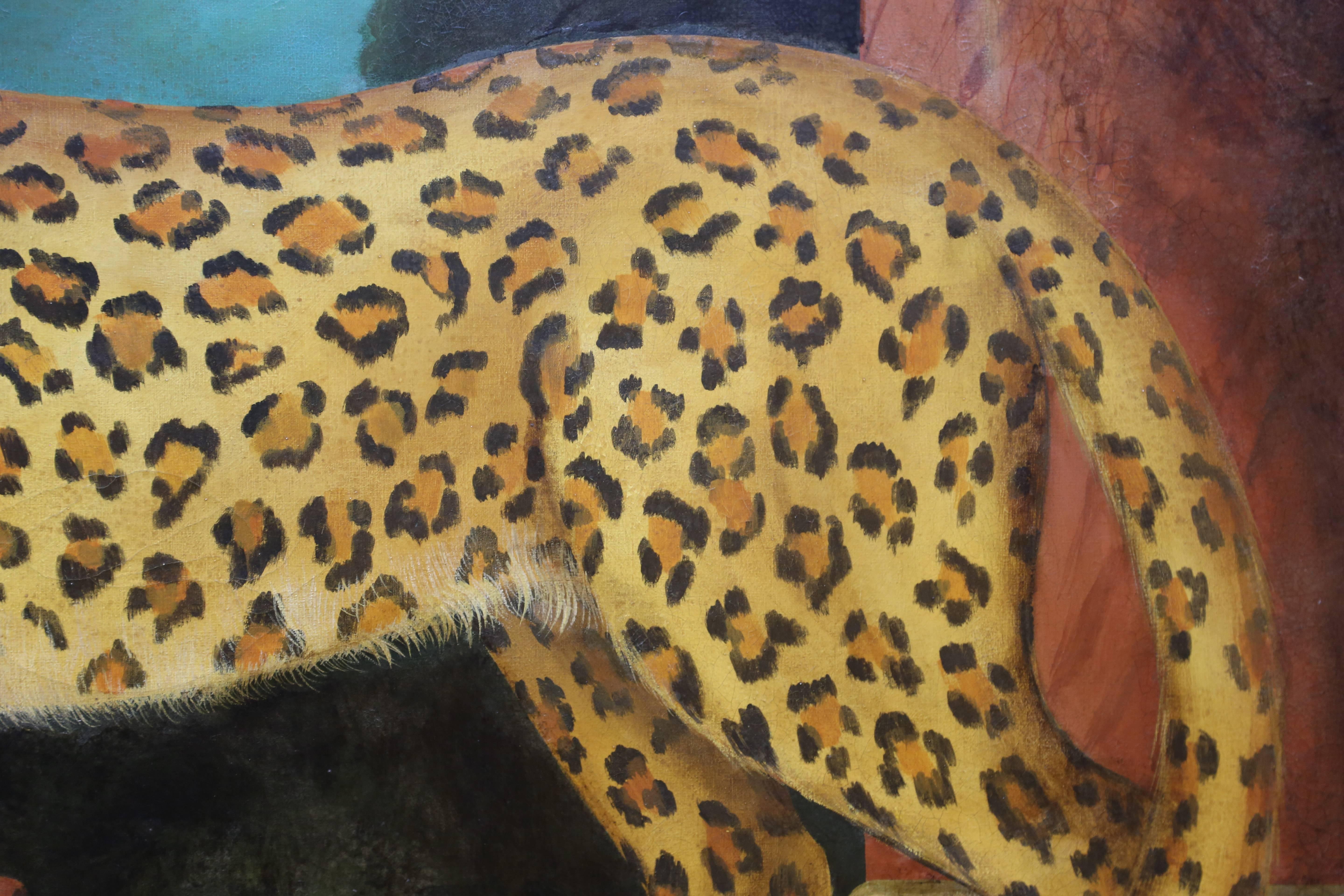 American Grand Scale Painting of Leopard by Wm.Skilling