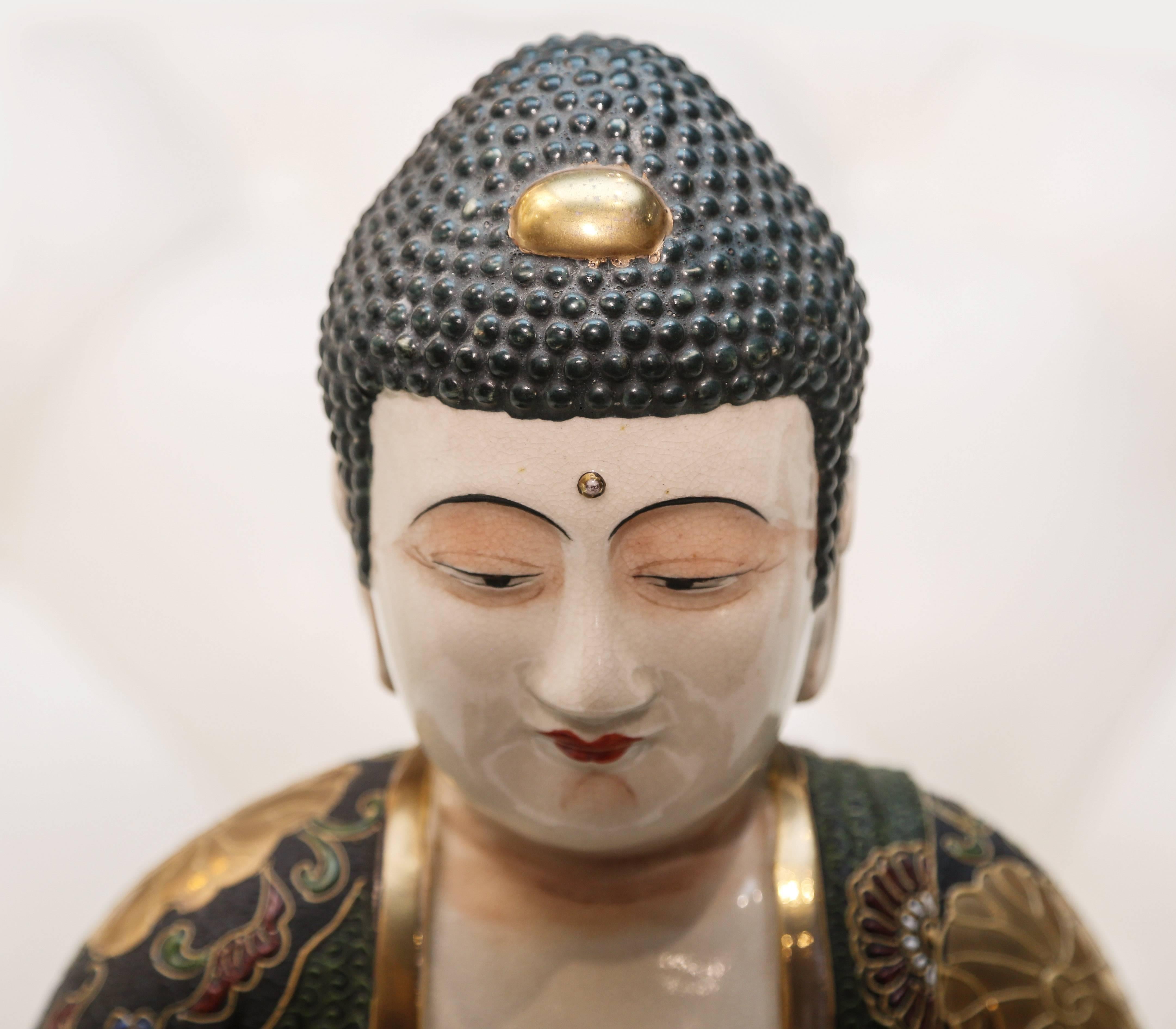 Satsuma Figure of Buddha In Good Condition In West Palm Beach, FL
