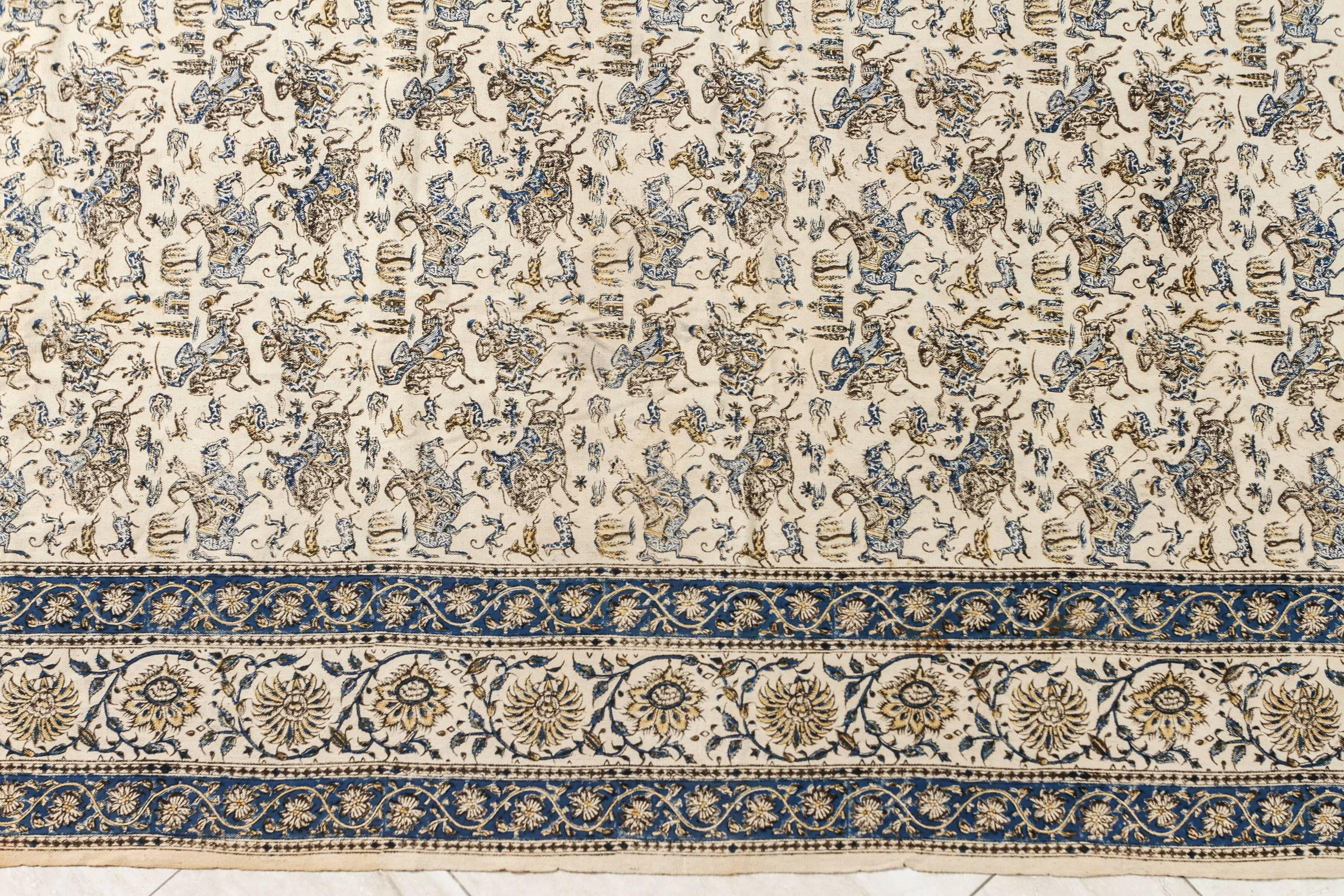 Hand-Painted Paisley Kalamkari Textile from India